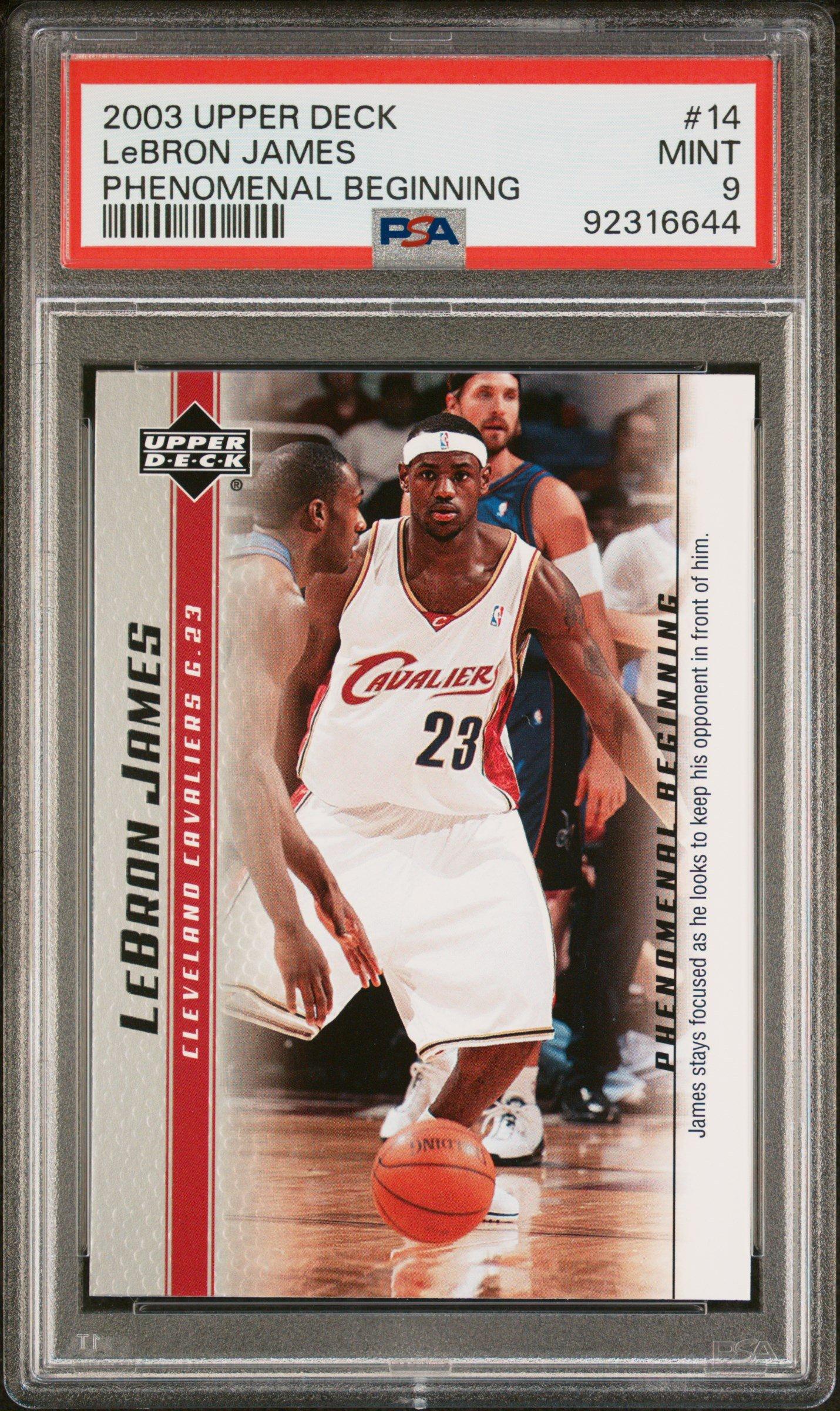 2003 Upper Deck Lebron James Phenomenal Beginnings 14 Lebron James PSA 9