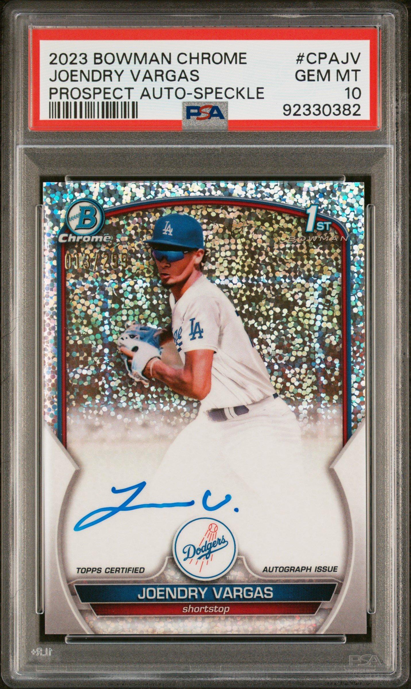2023 Bowman Chrome Prospect Autographs Cpajv Joendry Vargas Speckle Refractor PSA 10