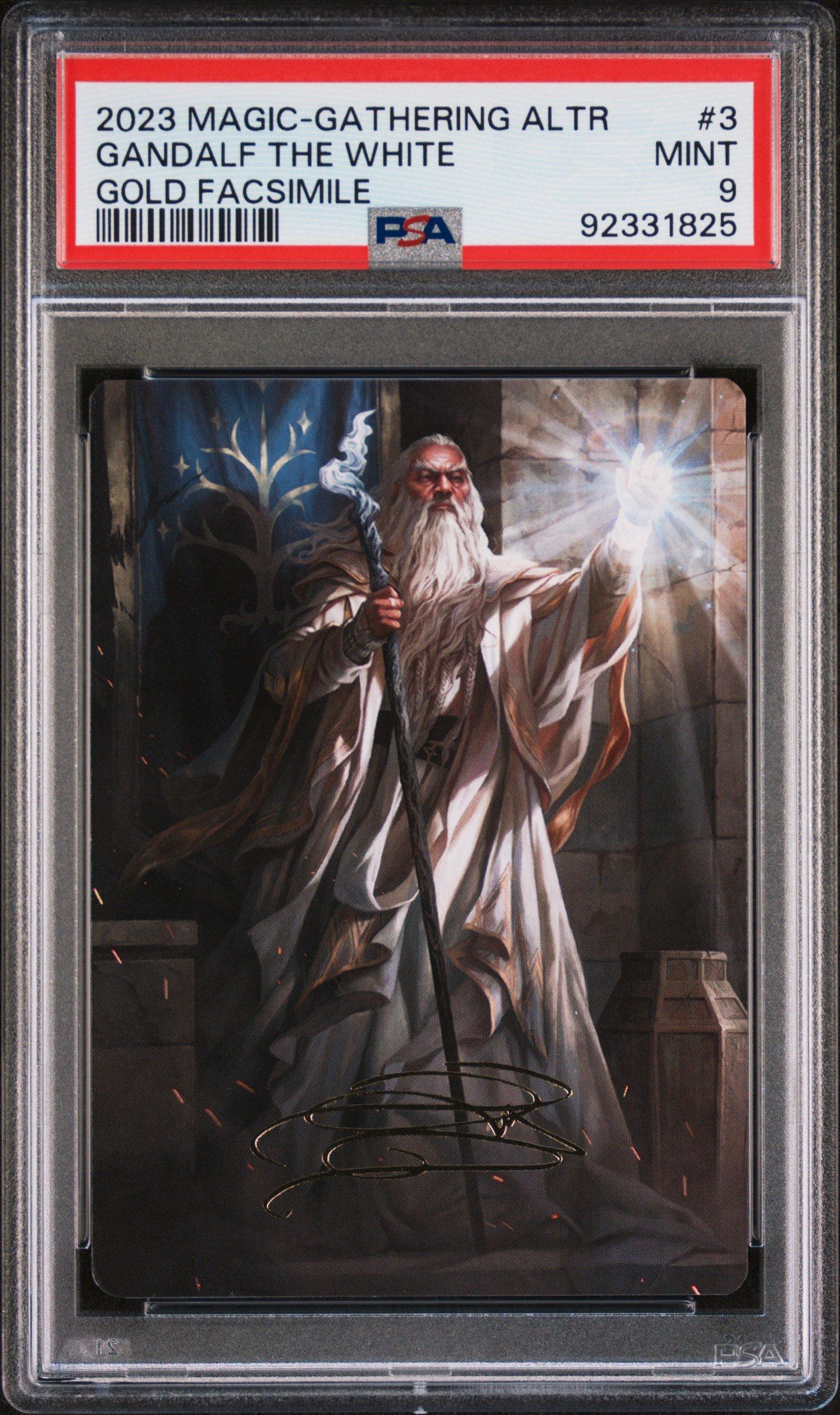 2023 Magic The Gathering Tales Of Middle-earth Art Series 3 Gandalf The White Gold Facsimile PSA 9