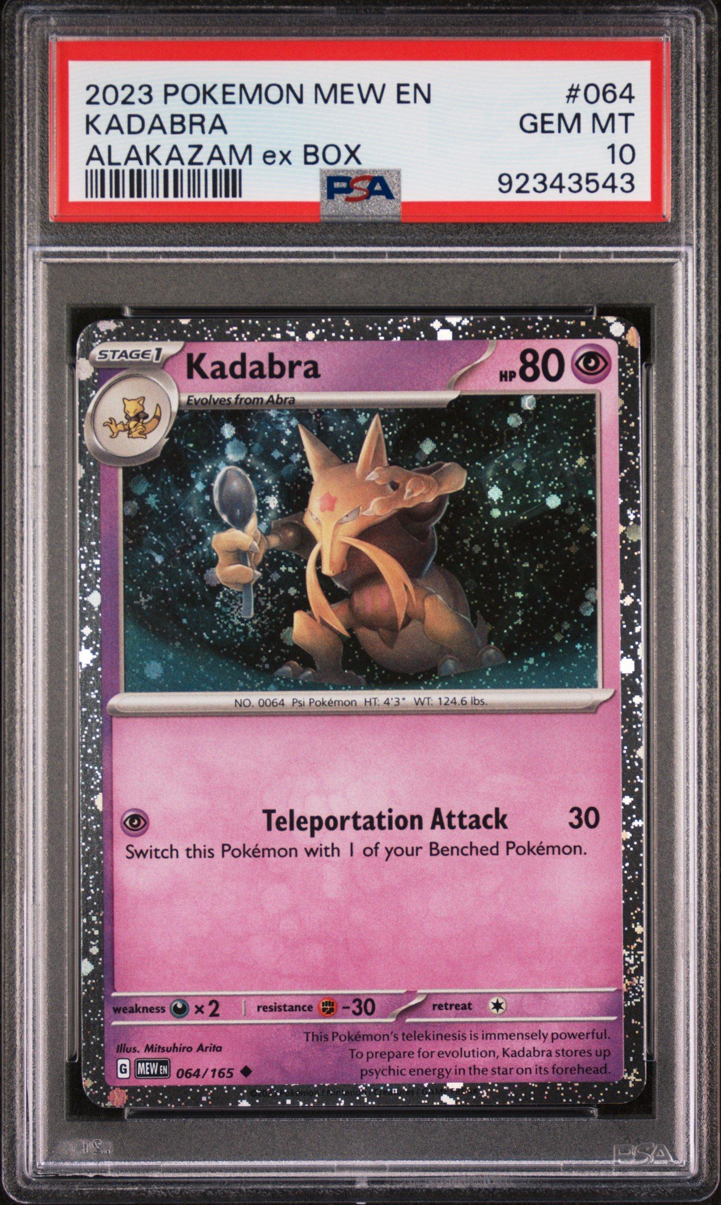 2023 Pokemon Mew En-151 064 Kadabra Alakazam Ex Box PSA 10