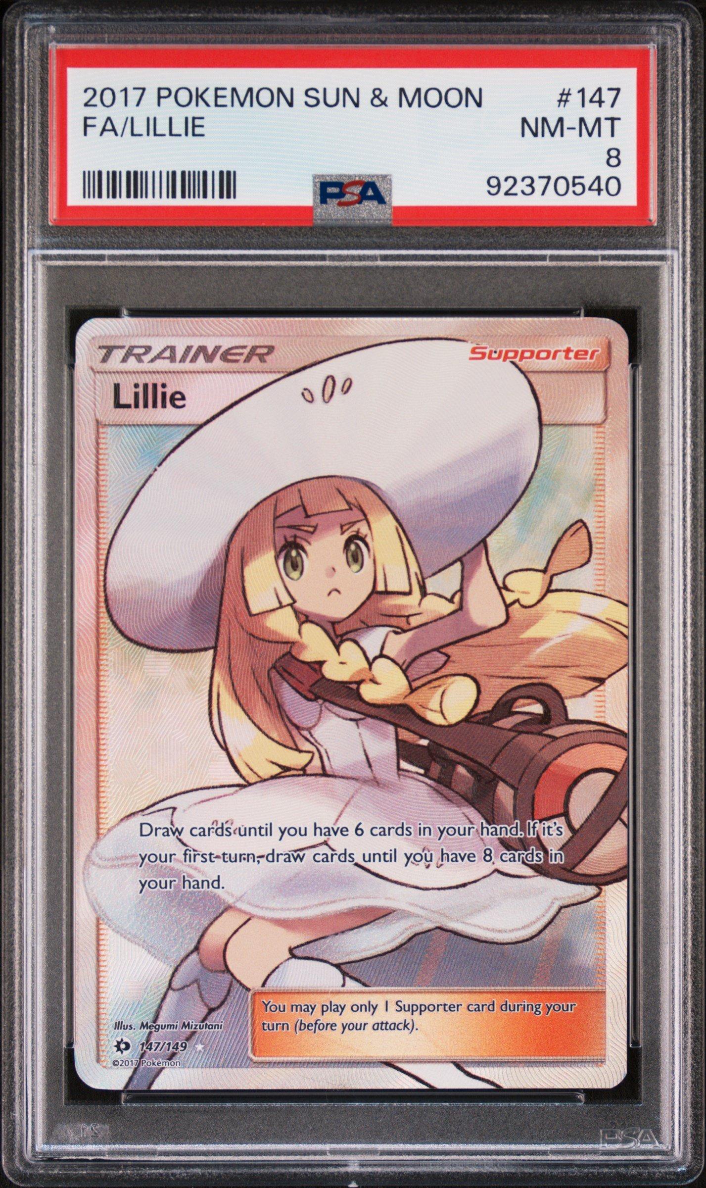 ポケカ リーリエSR(英語版)Lillie 147/149 【PSA8】 539 2017 Pokemon Sun & Moon 147 Full Art/lillie PSA 8 Graded Card
