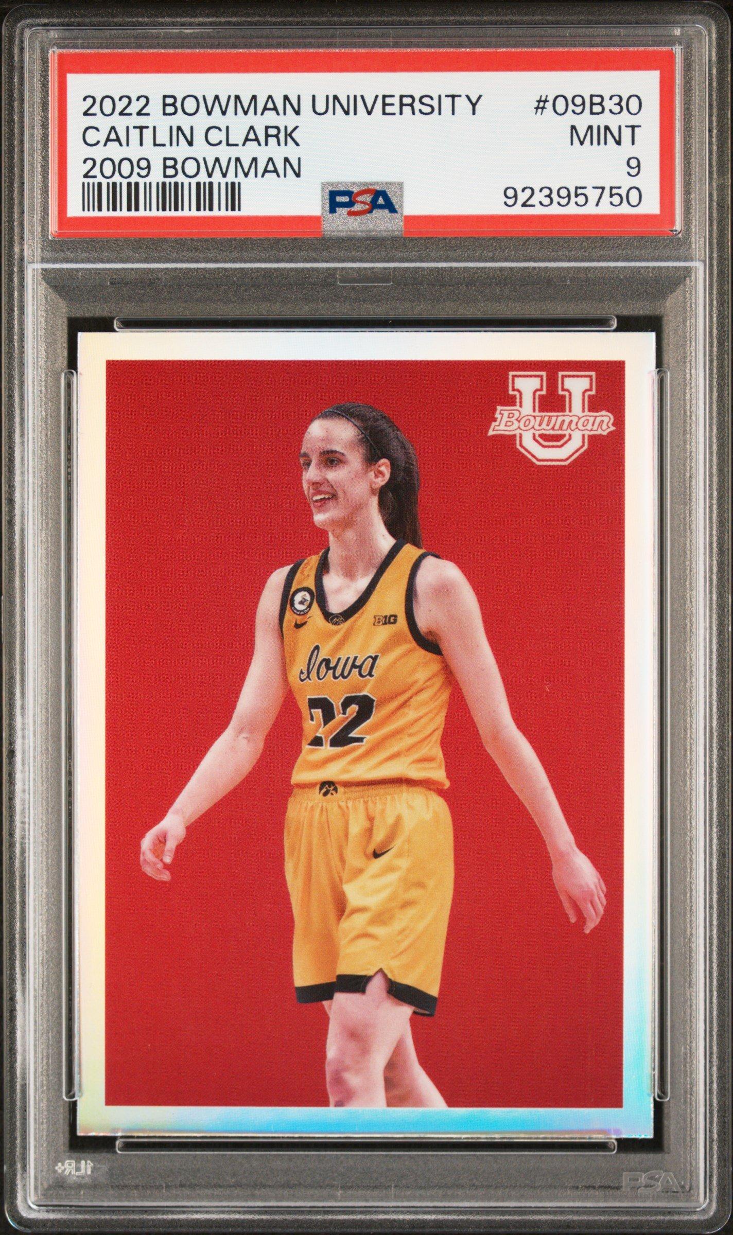2022 Bowman Chrome University 2009 Bowman 09b30 Caitlin Clark PSA