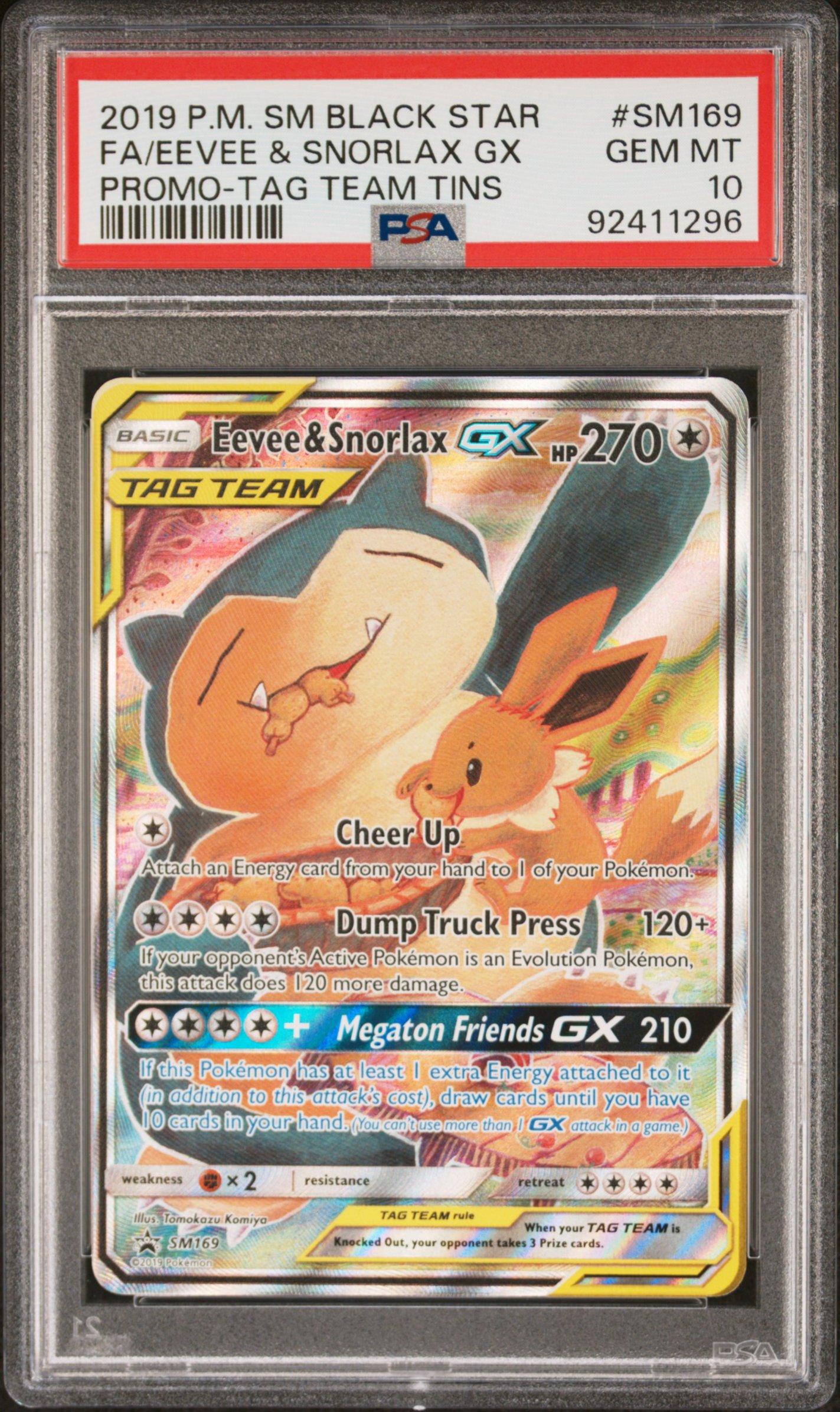 2019 Pokemon Sm Black Star Promo Sm169 Full Art/eevee & Snorlax Gx