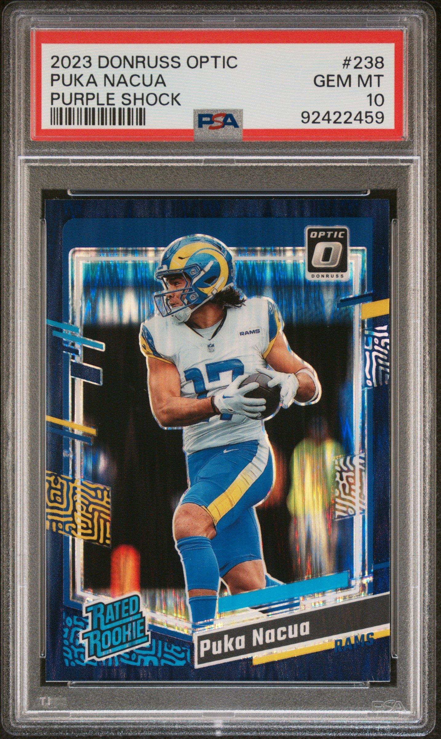 2023 Panini Donruss Optic 238 Puka Nacua Purple Shock PSA 10