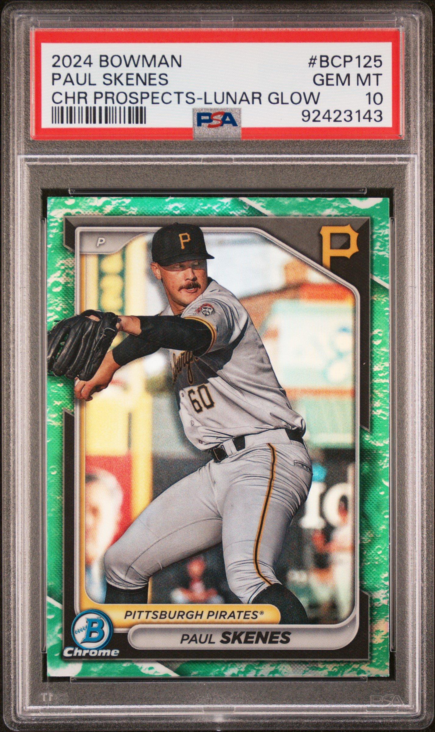2024 Bowman Chrome Prospects Bcp125 Paul Skenes Lunar Glow Refractor PSA 10