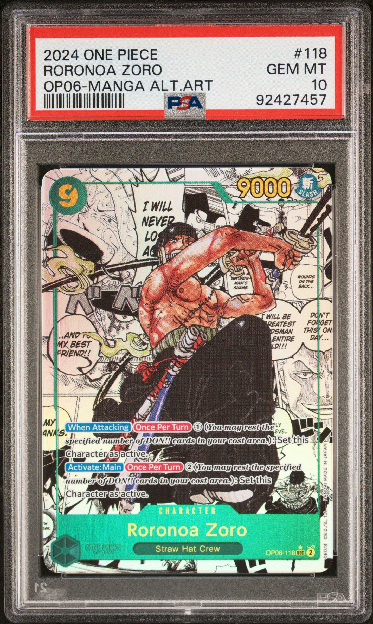 2024 ONE PIECE Roronoa Zoro PSA 10　レカフィグ 2024 One Piece Wings Of The Captain 118 Roronoa Zoro Manga