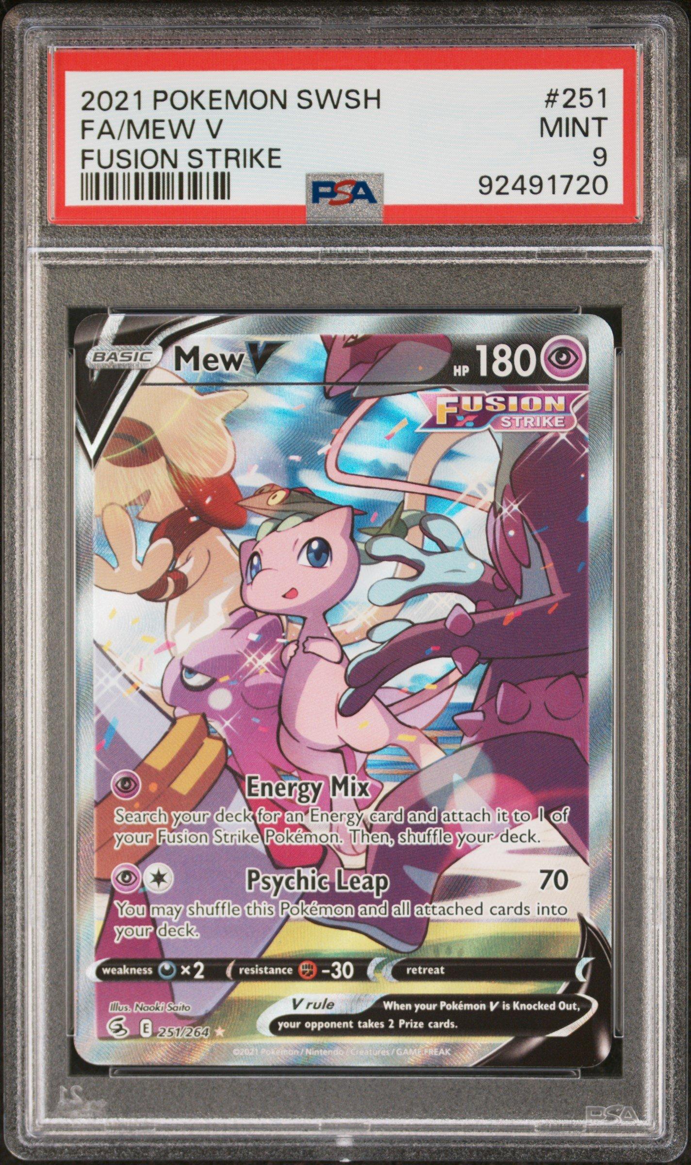 2021 Pokemon Sword & Shield Fusion Strike 251 Full Art/mew V PSA 9