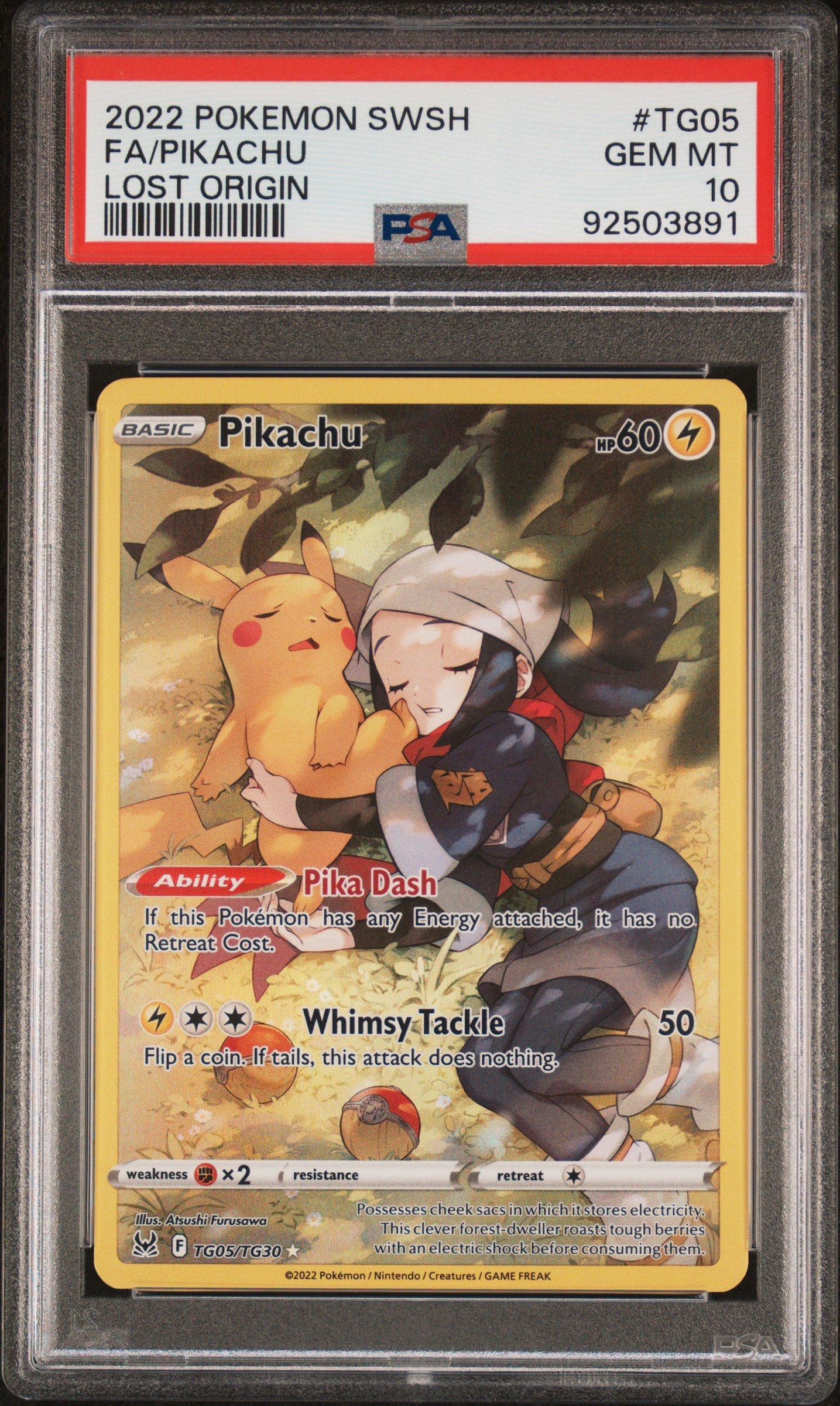 2022 Pokemon Sword & Shield Lost Origin Tg05 Full Art/pikachu PSA