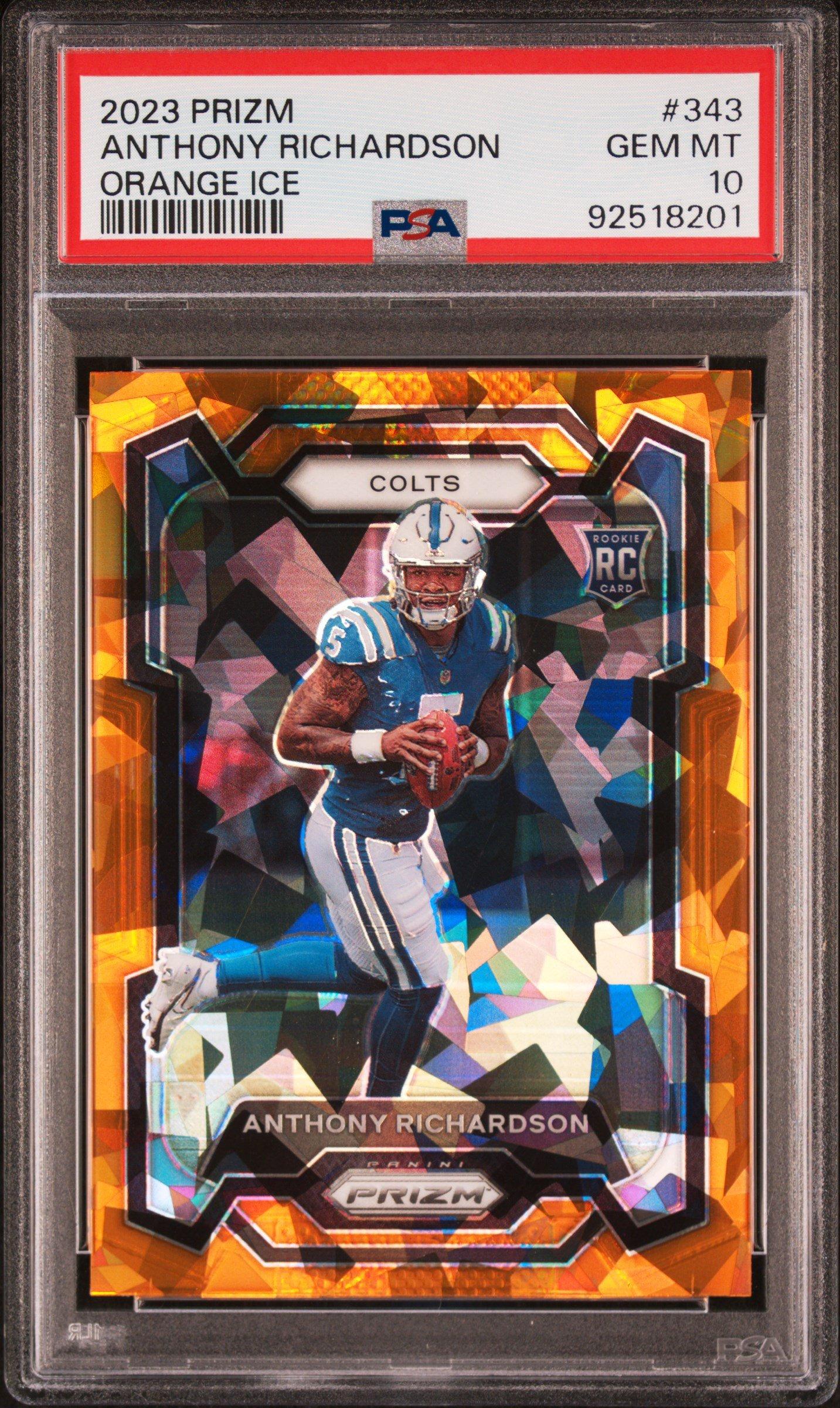 2023 Panini Prizm 343 Anthony Richardson Orange Ice PSA