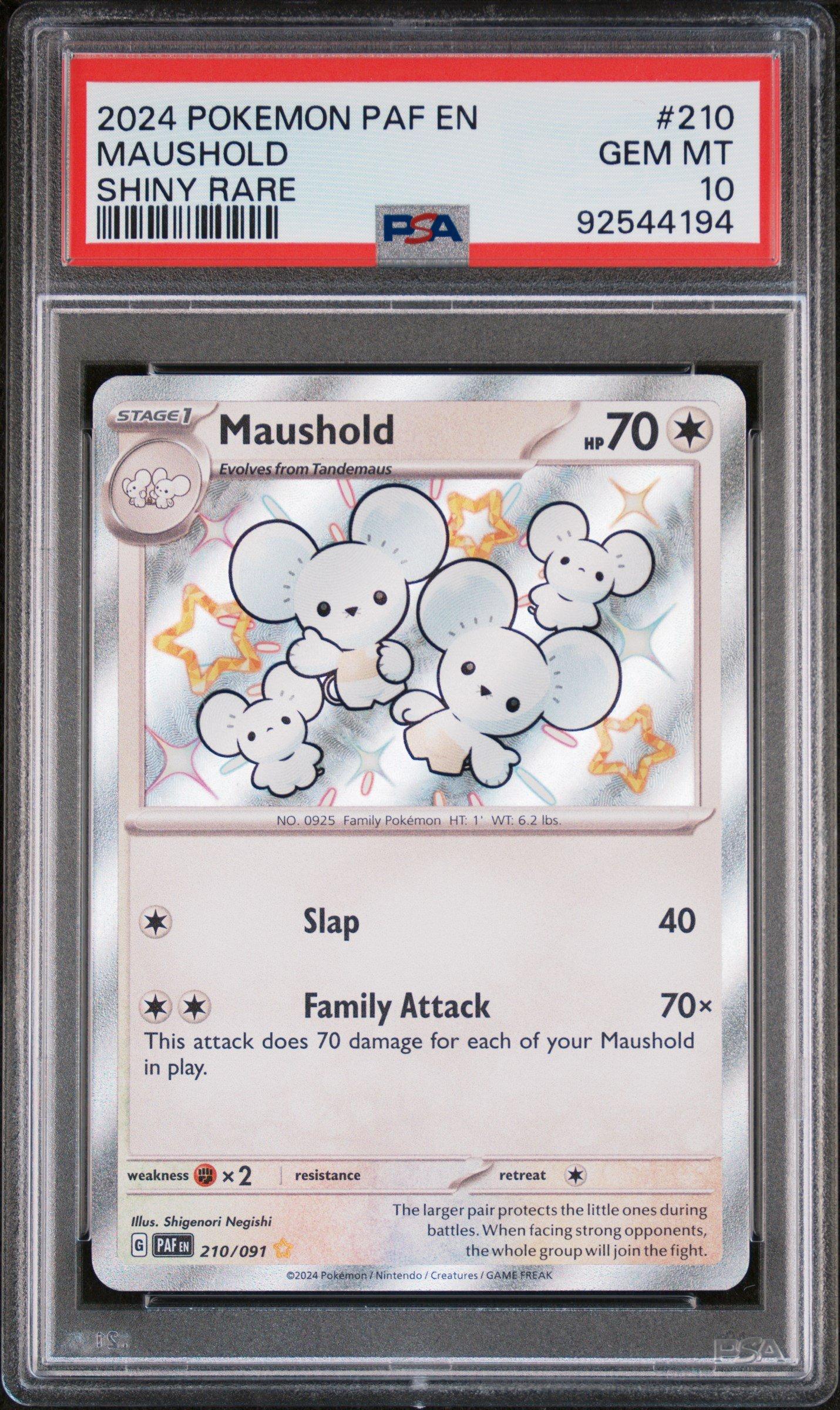 2024 Pokemon Paf En-paldean Fates 210 Maushold Shiny Rare PSA 10
