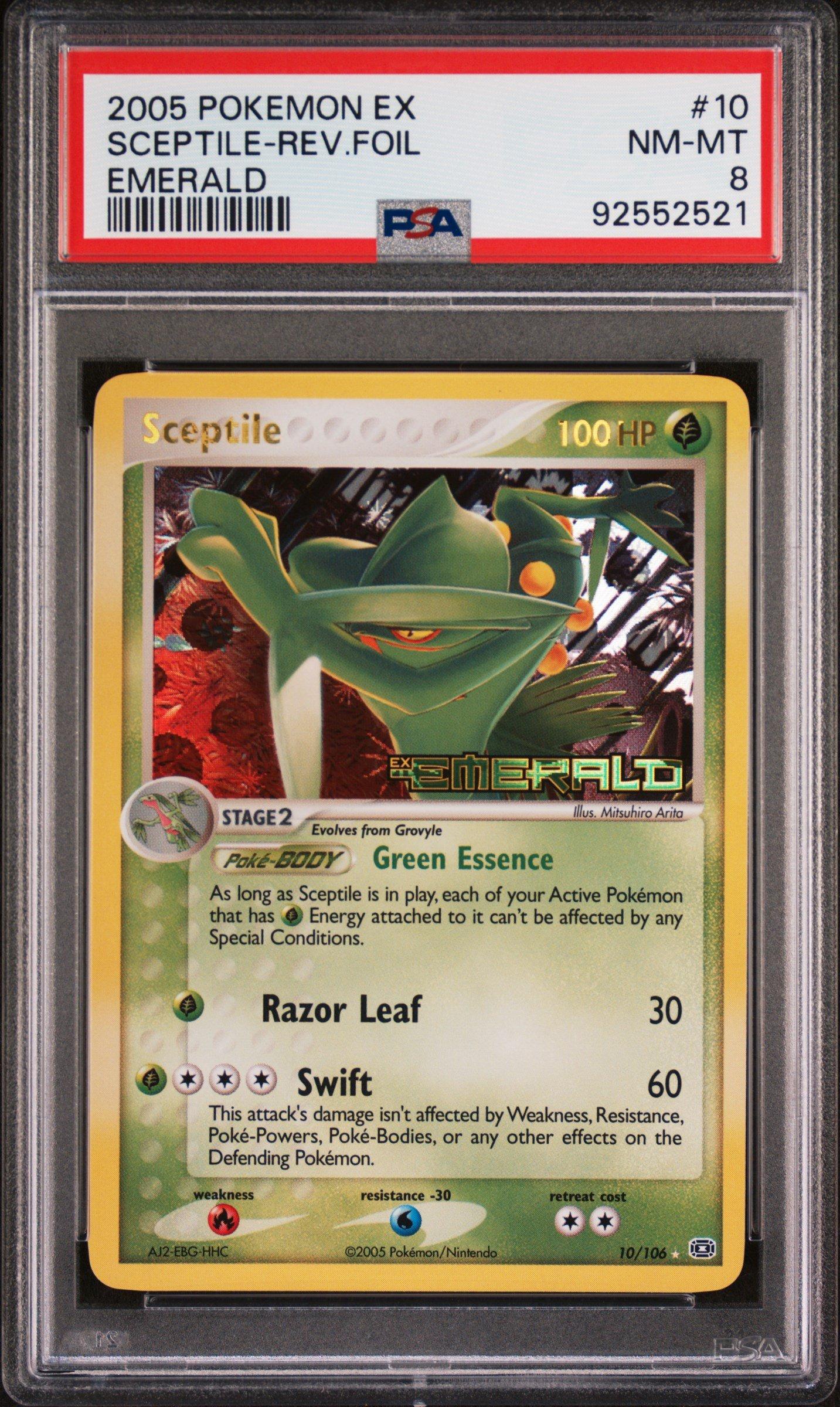 2005 Pokemon Ex Emerald 10 Sceptile-reverse Foil PSA 8 Graded Card