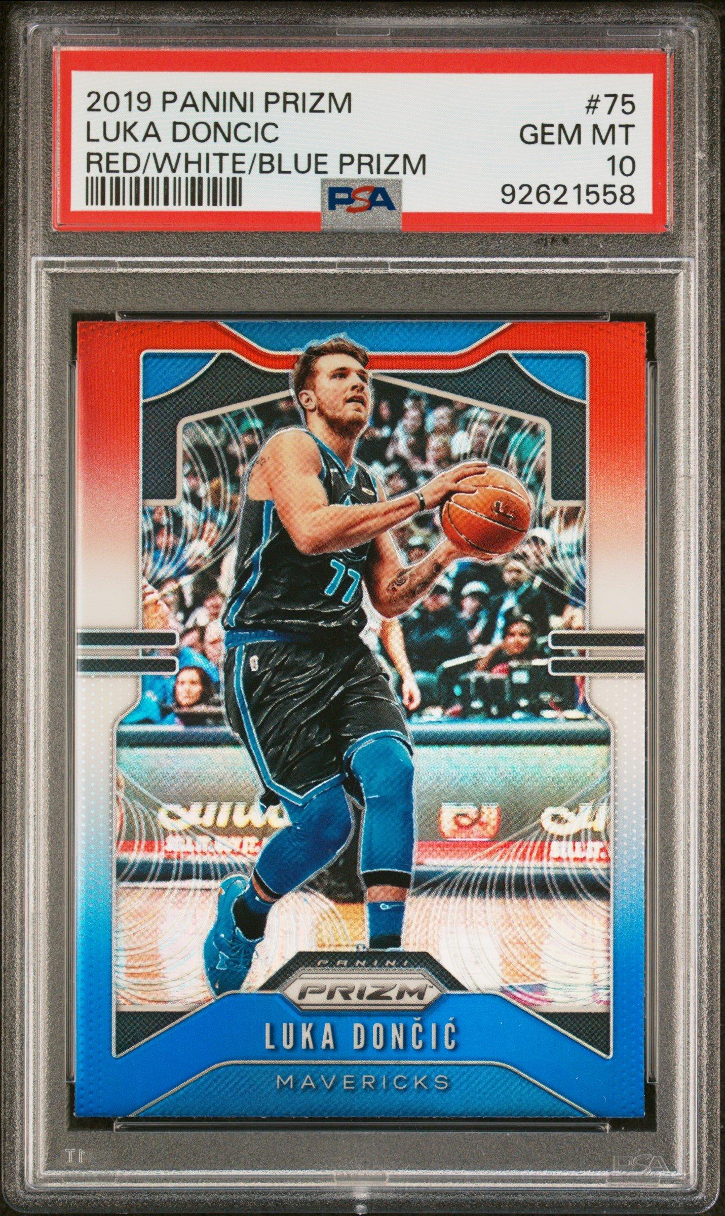 2019 Panini Prizm 75 Luka Doncic Red/white/blue Prizm PSA 10