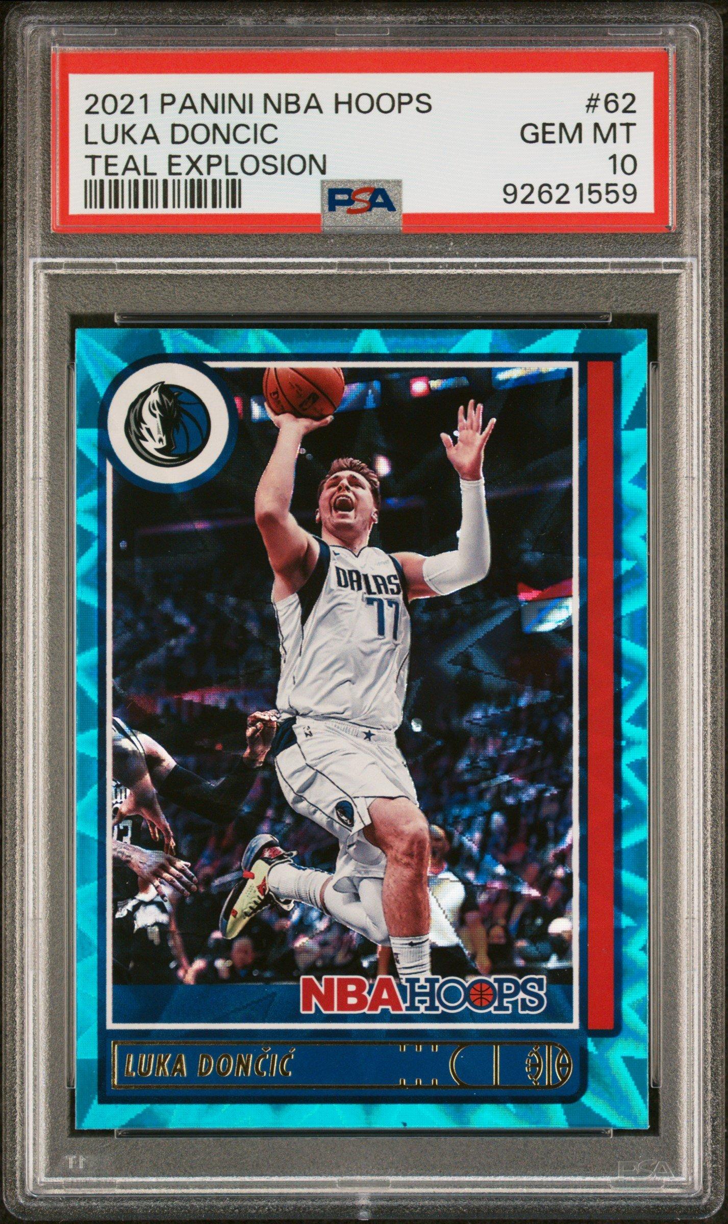 2021 Panini Nba Hoops 62 Luka Doncic Teal Explosion PSA 10 Graded 