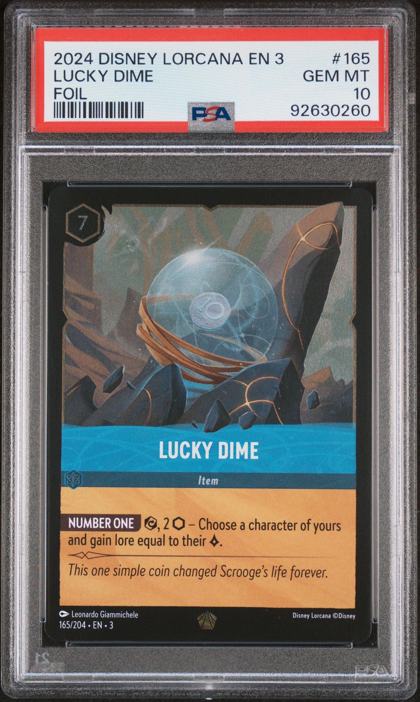 2024 Disney Lorcana En 3-into The Inklands 165 Lucky Dime Foil PSA 10
