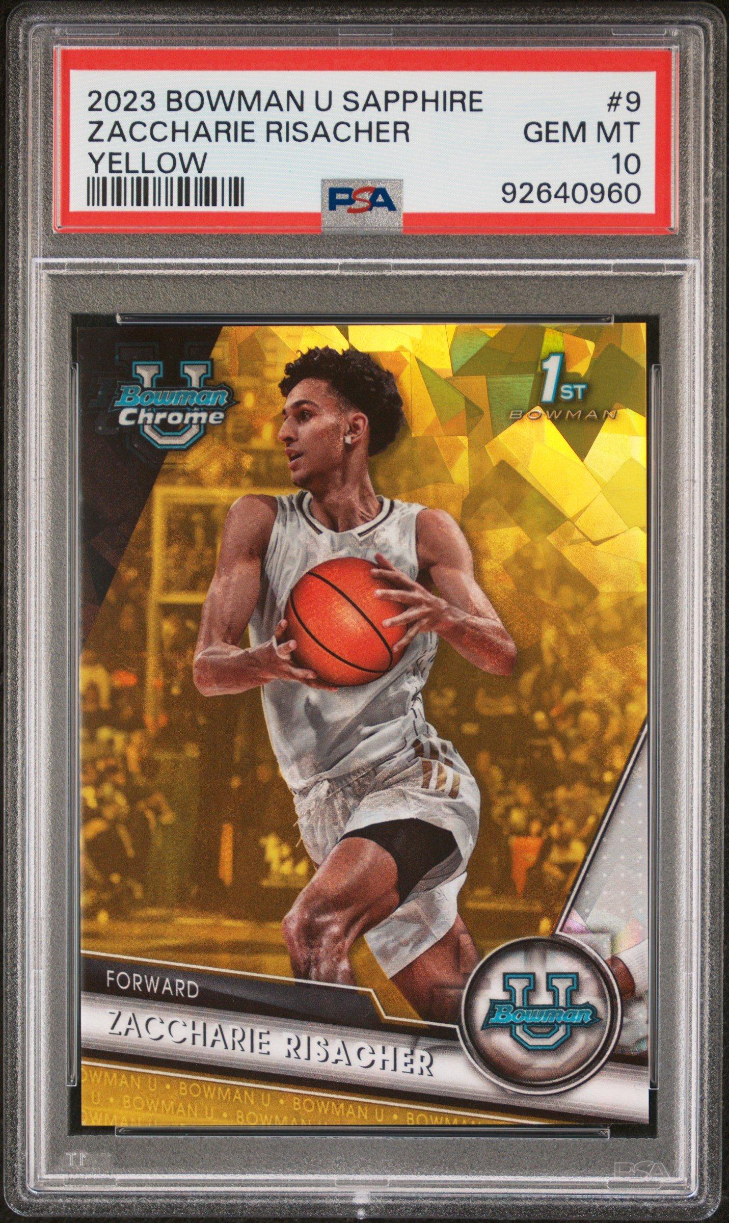 2023 Bowman University Chrome Sapphire 9 Zaccharie Risacher Yellow PSA 10