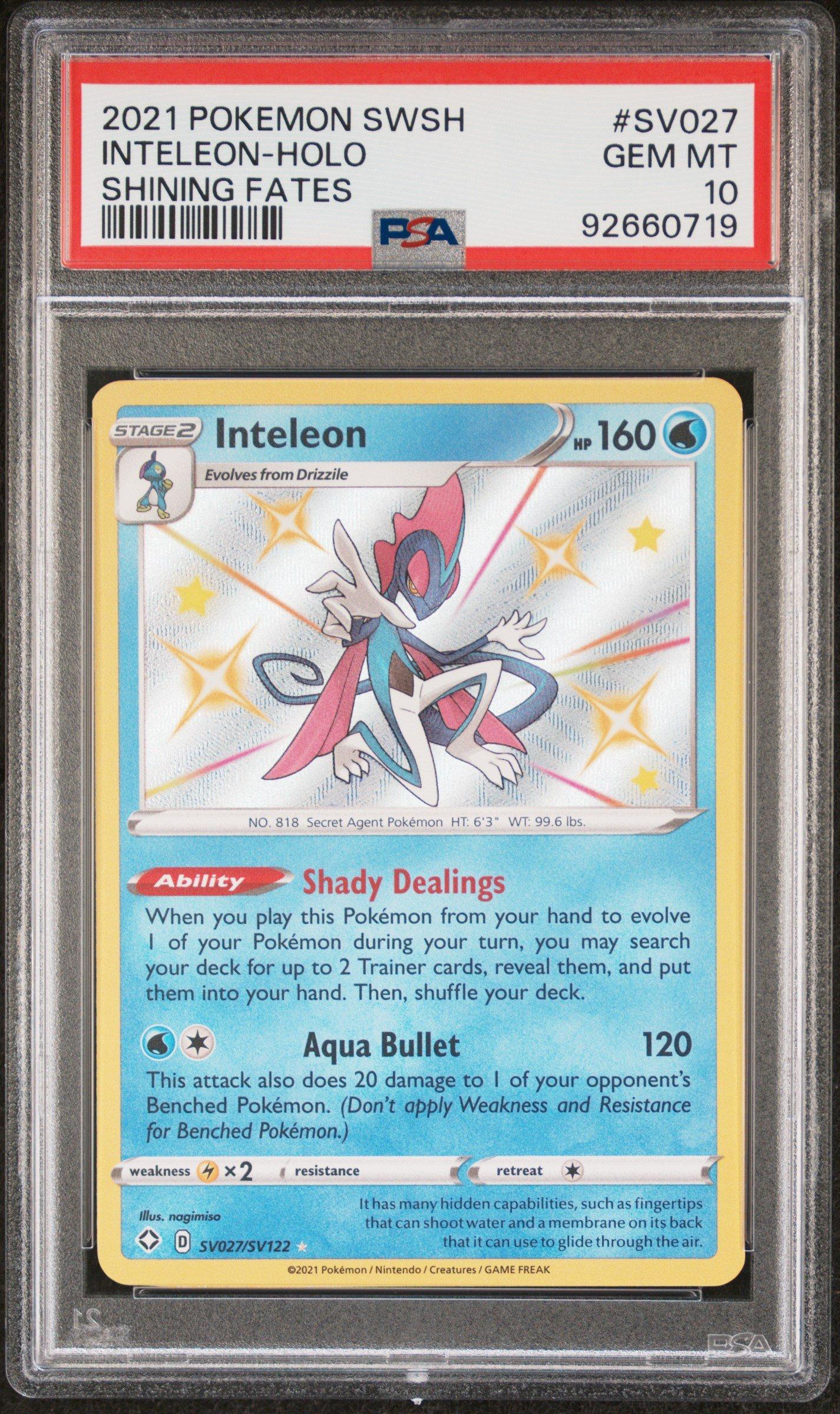 2021 Pokemon Sword & Shield Shining Fates Sv027 Inteleon-holo PSA