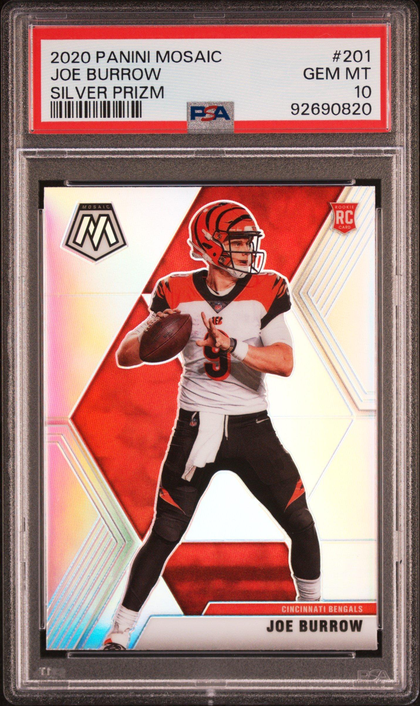 2020 Panini Mosaic 201 Joe Burrow Silver Prizm PSA 10