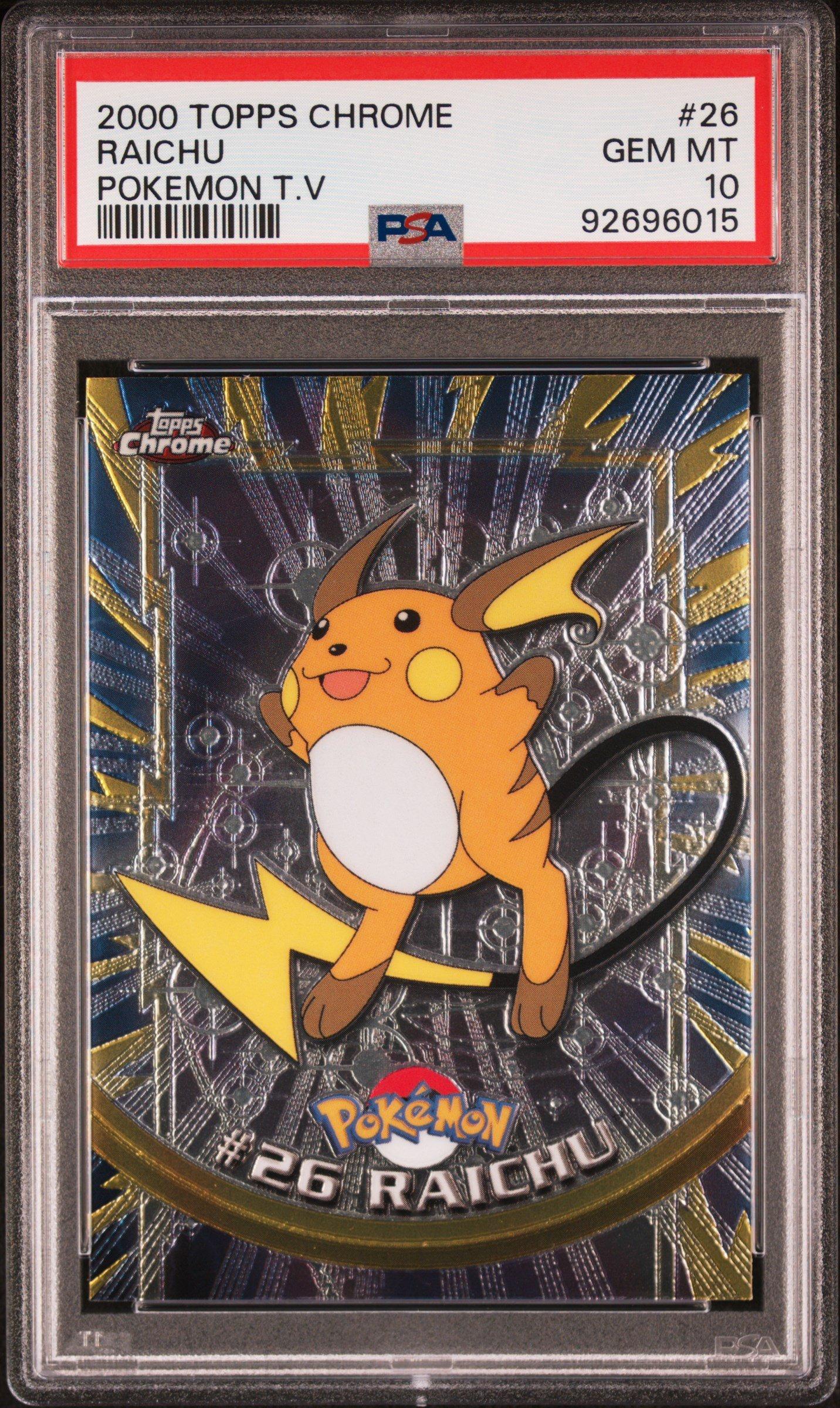2000 Topps Chrome Pokemon T.v. 26 Raichu PSA 10