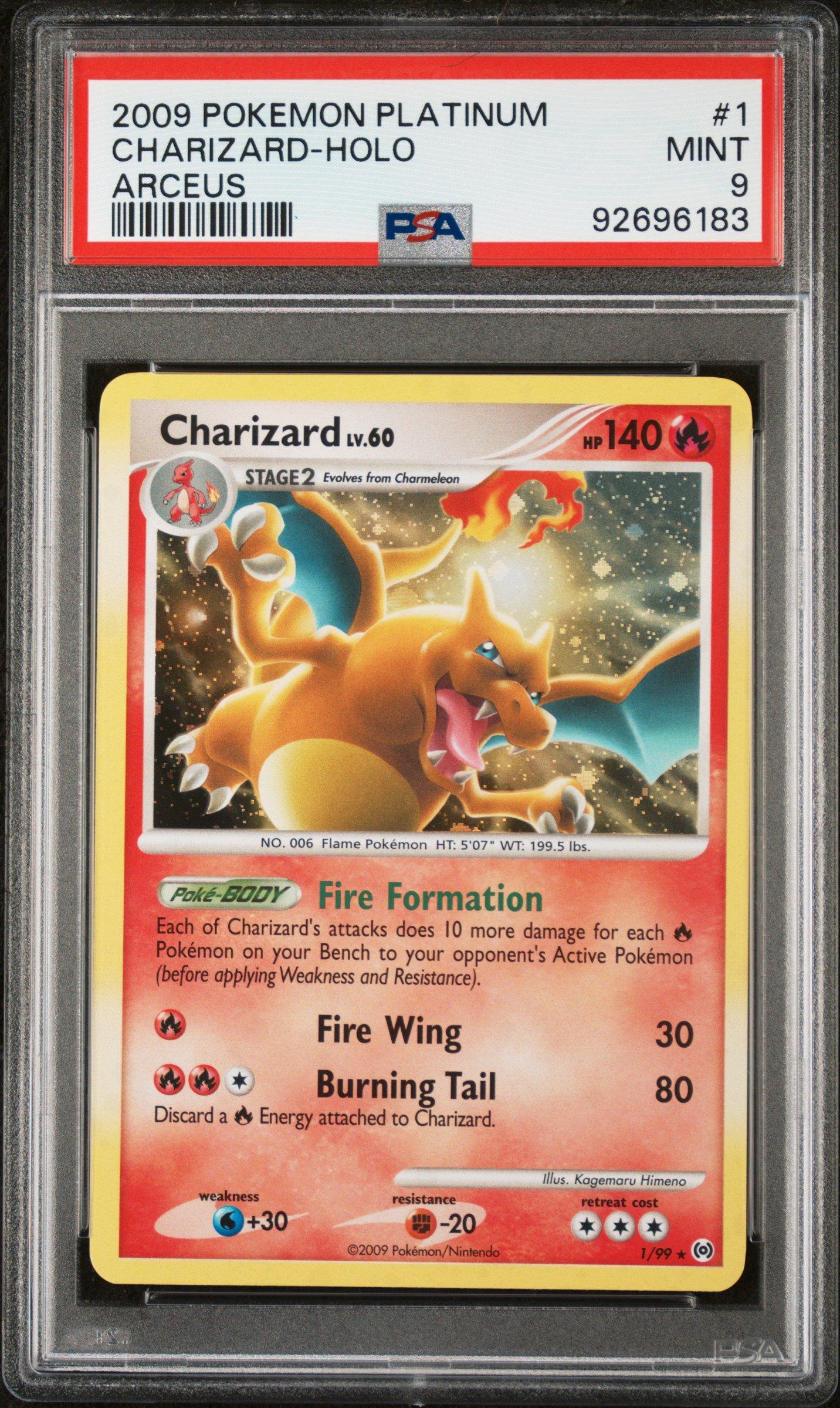 2009 Pokemon Platinum Arceus 1 Charizard-holo PSA 9