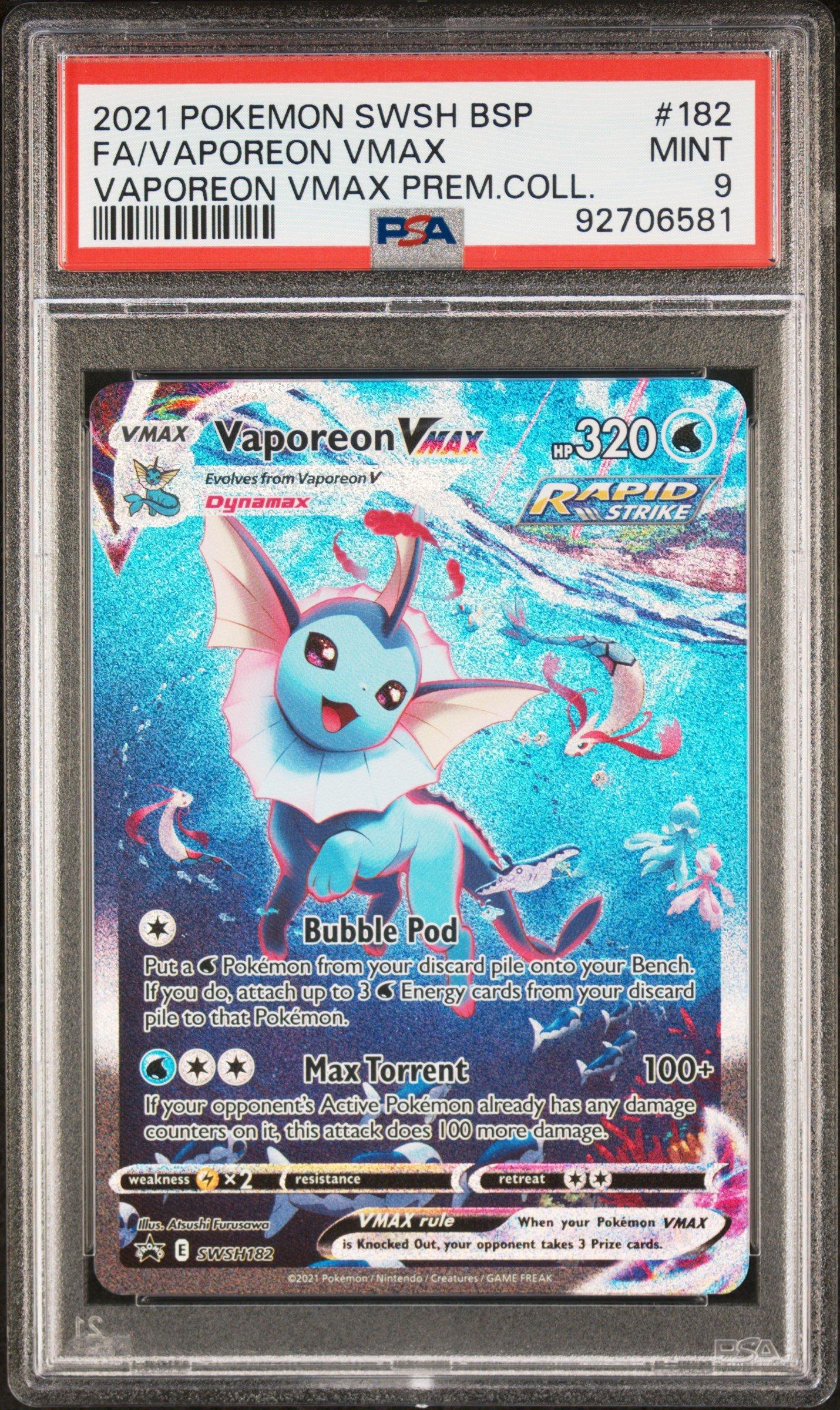 2021 Pokemon Swsh Black Star Promo 182 Full Art/vaporeon Vmax Vaporeon ...