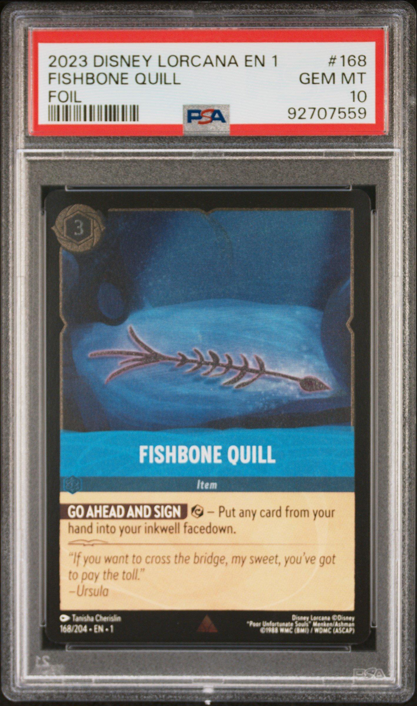 2023 Disney Lorcana En 1-the First Chapter 168 Fishbone Quill Foil PSA 10