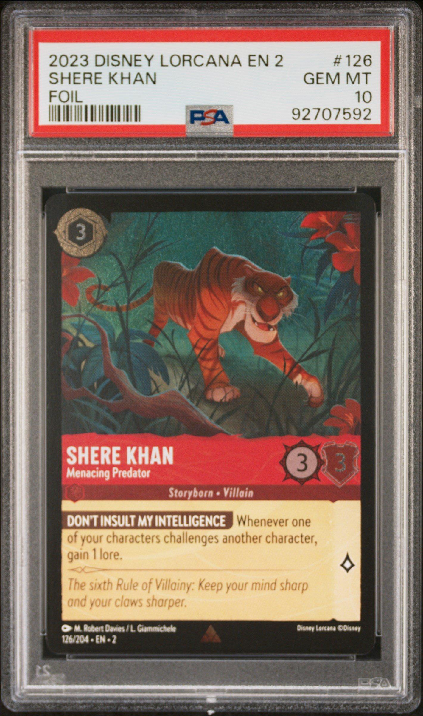 2023 Disney Lorcana En 2-rise Of The Floodborn 126 Shere Khan - Menacing Predator Foil PSA 10