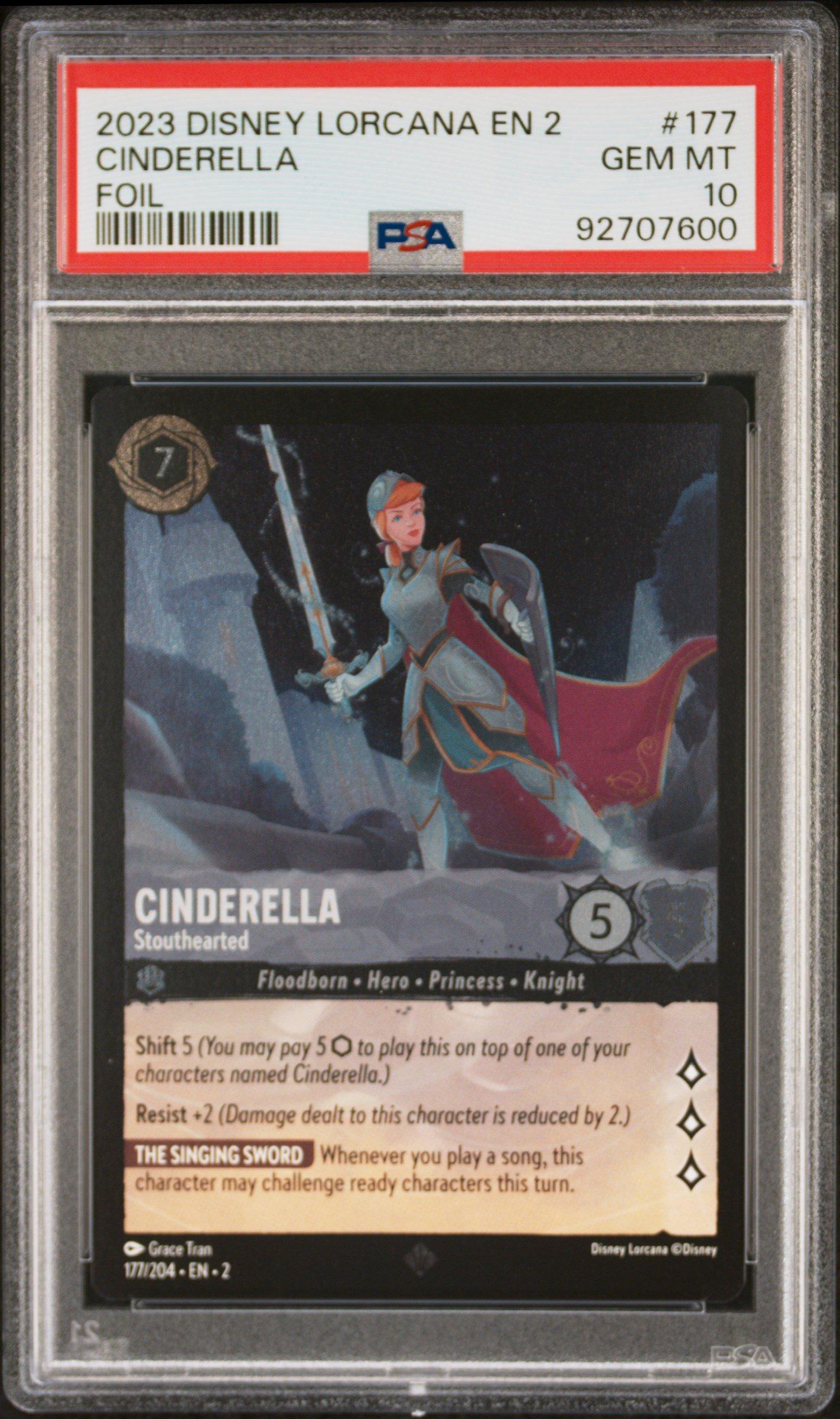 2023 Disney Lorcana En 2-rise Of The Floodborn 177 Cinderella - Stouthearted Foil PSA 10