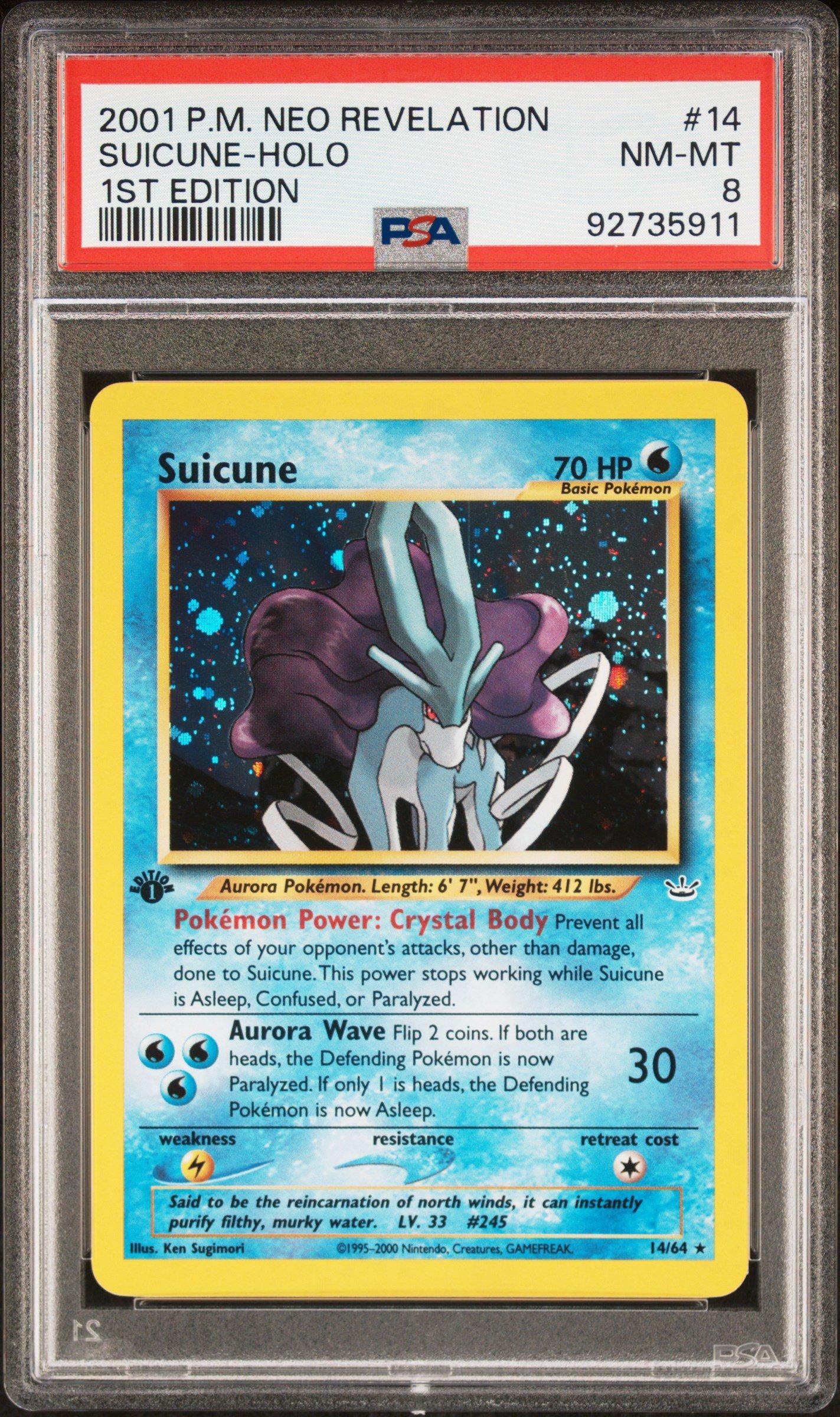 2001 Pokemon Neo Revelation 1st Edition 14 Suicune-holo PSA 8
