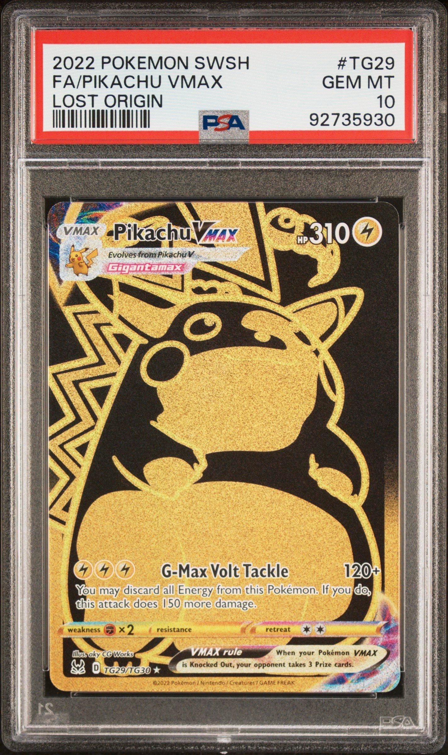 2022 POKEMON SWORD online AND SHIELD LOST ORIGIN TG29 FULL ART/PIKACHU VMAX PSA 10