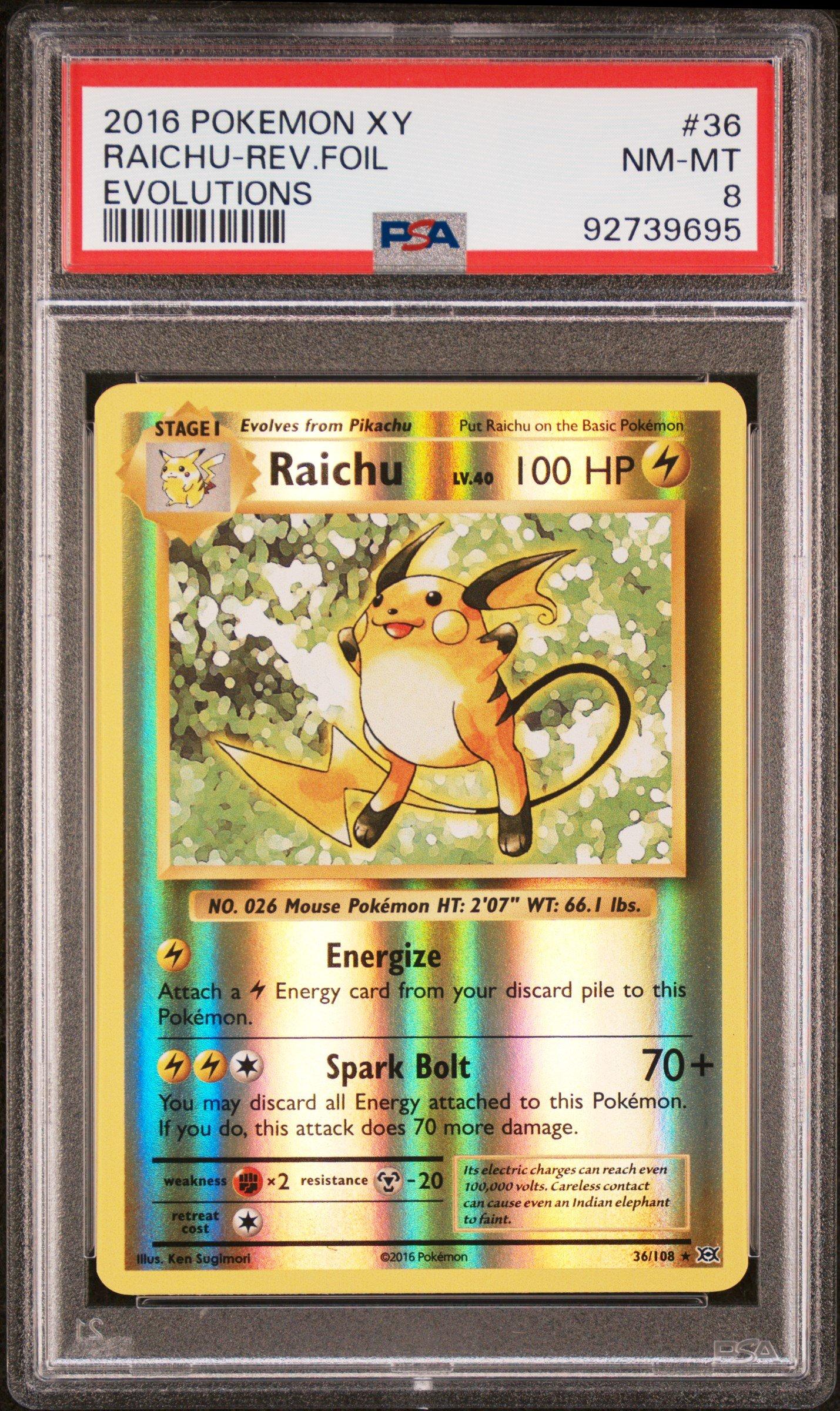 ポケモンカードゲーム RT-87585 2016 Pokemon Xy Evolutions 36 Raichu-reverse Foil PSA 8 Graded