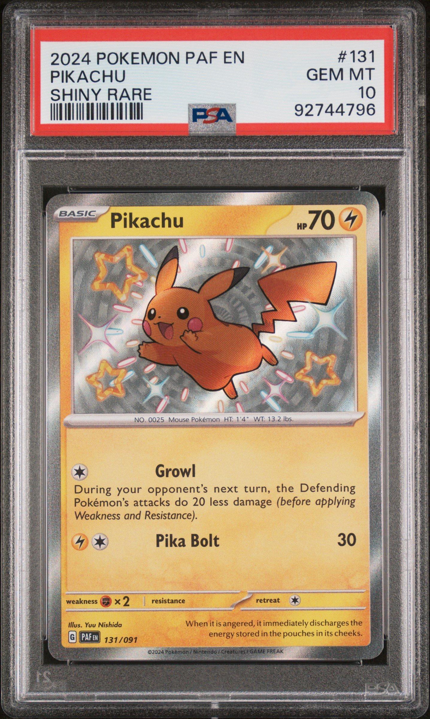 2024 Pokemon Paf En-paldean Fates 131 Pikachu Shiny Rare PSA 10 Graded Card  | GameStop