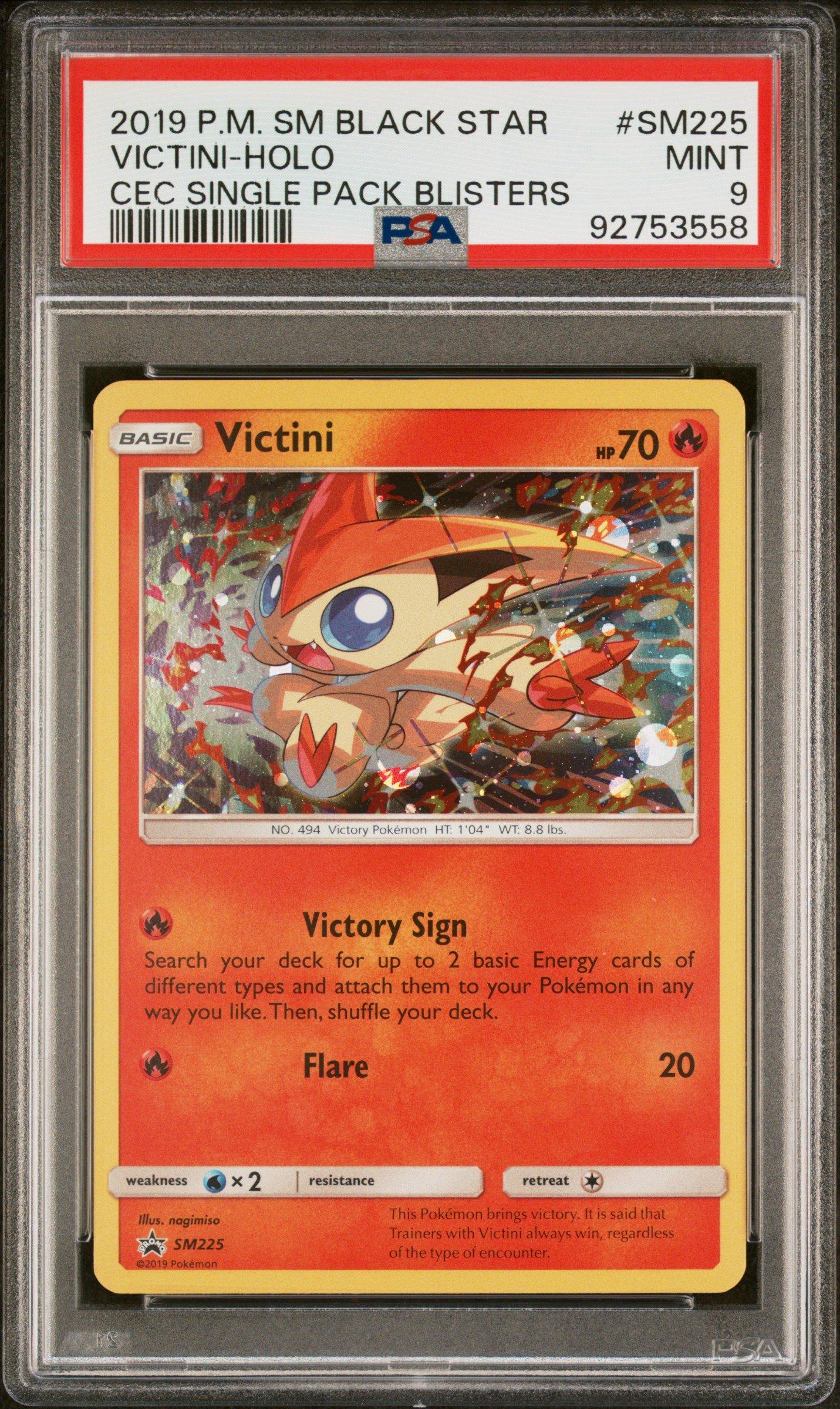 2019 Pokemon Sm Black Star Promo Sm225 Victini-holo Cosmic Eclipse Single  Pack Blisters PSA 9 Graded Card | GameStop