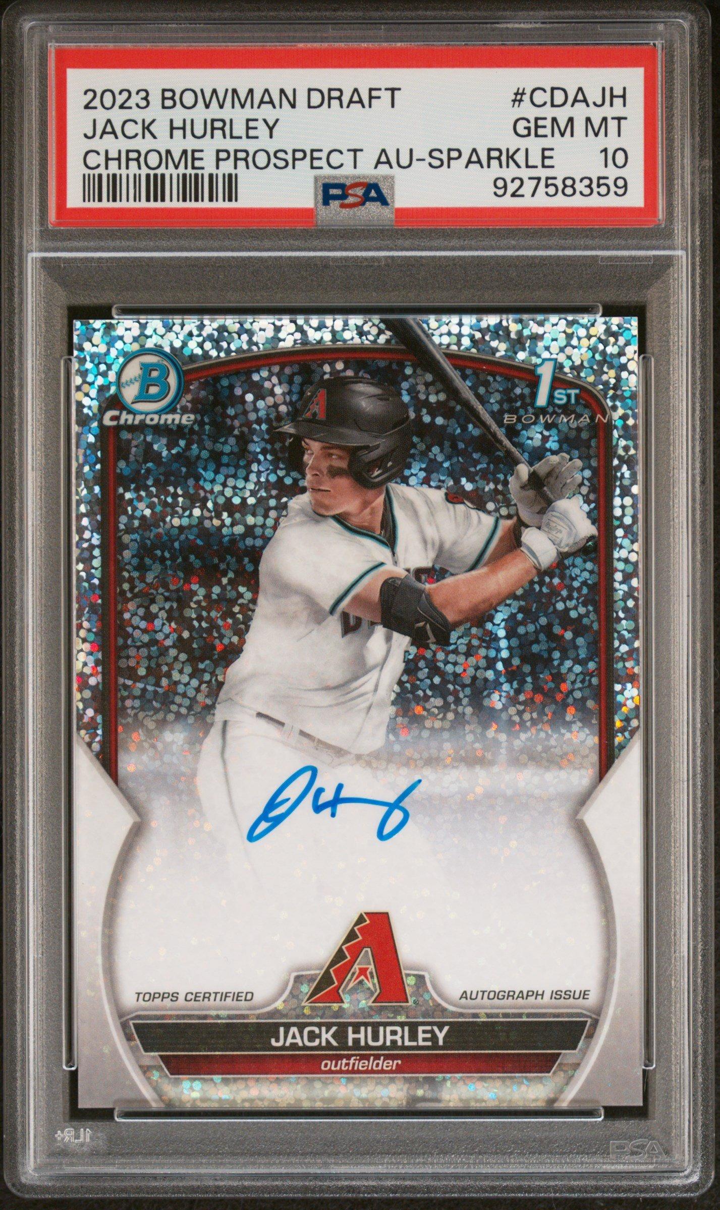 2023 Bowman Draft Chrome Prospect Autograph Cdajh Jack Hurley Sparkle PSA 10