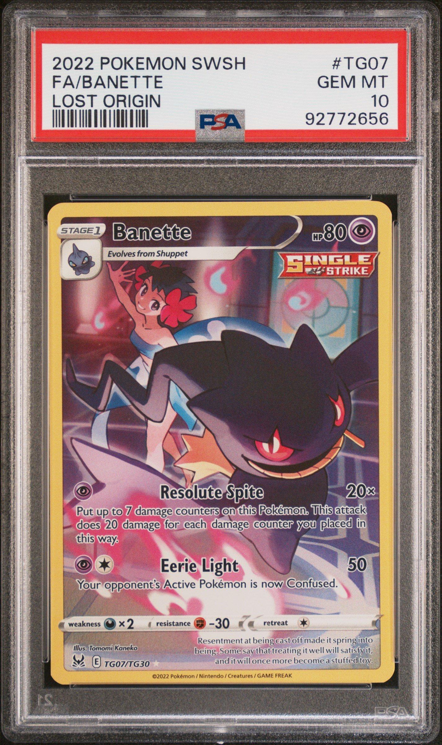2022 Pokemon Sword & Shield Lost Origin Tg07 Full Art/banette PSA