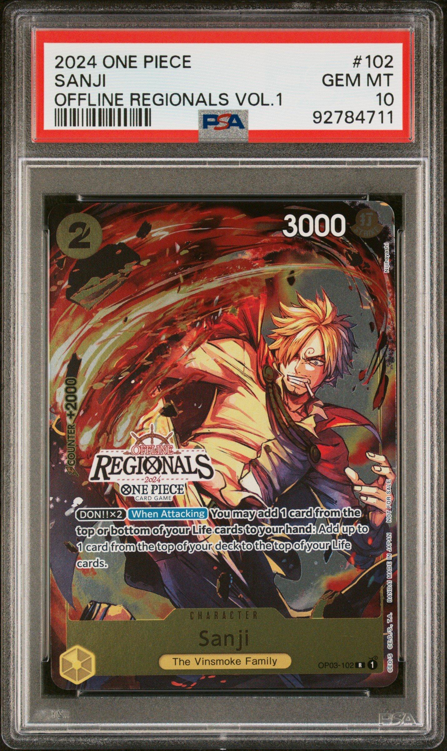 2024 One Piece Offline Regionals Pack 2024 Vol.1 102 Sanji PSA 10