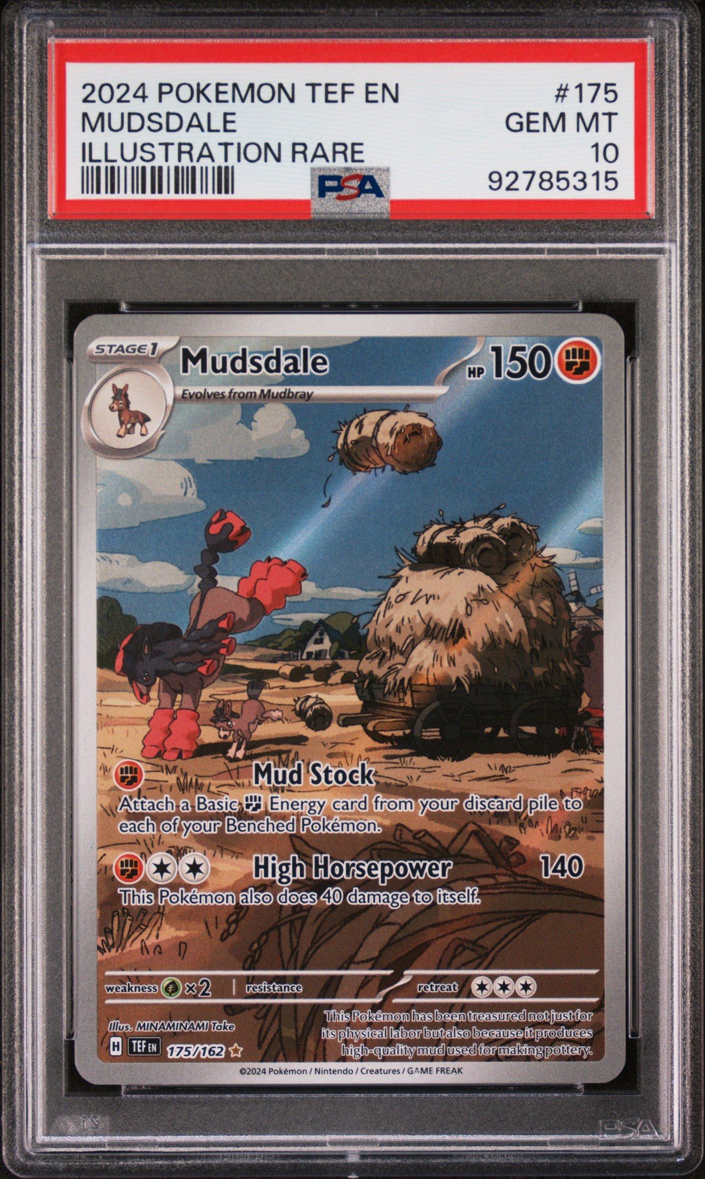 2024 Pokemon Tef En-temporal Forces 175 Mudsdale Illustration Rare PSA 10