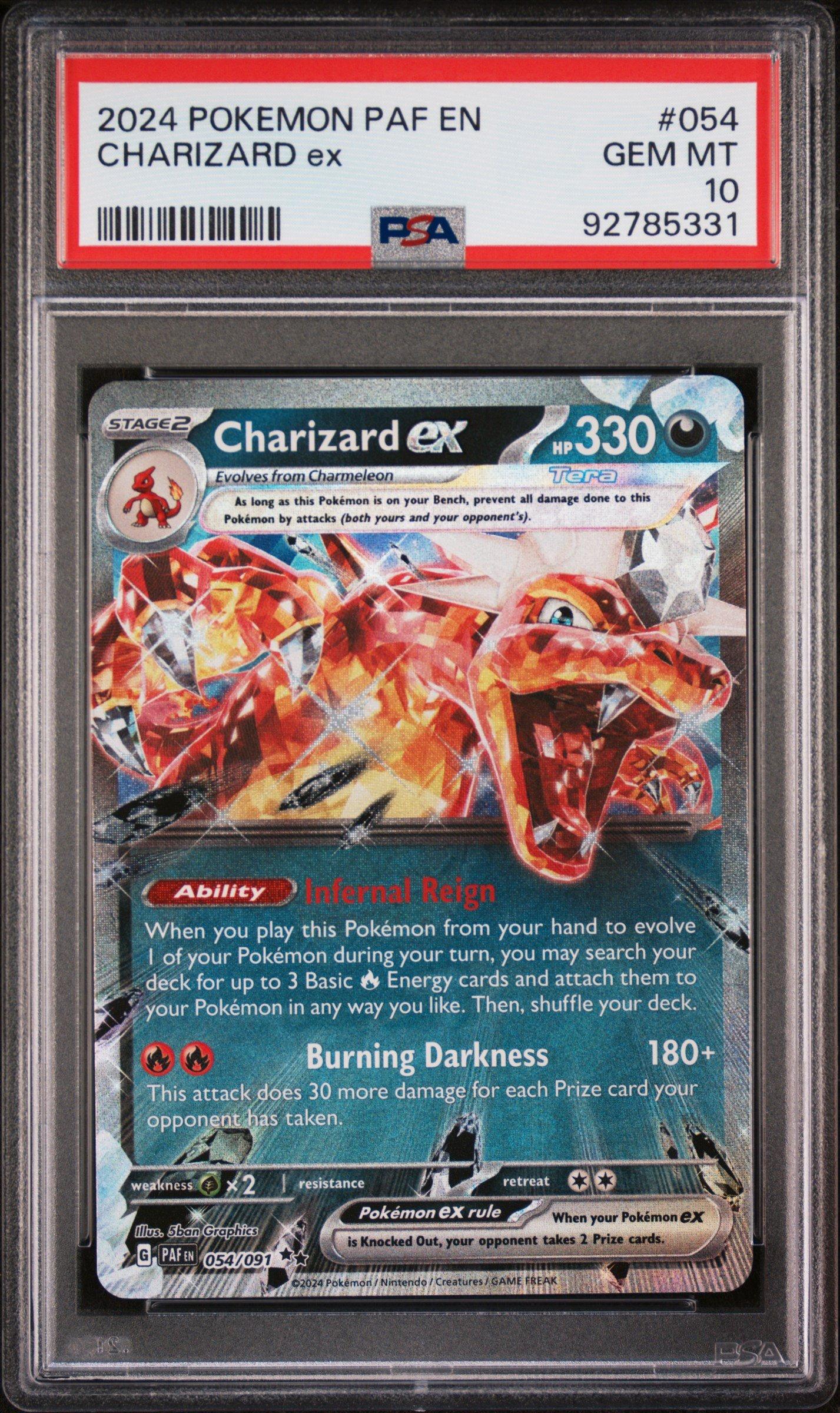 2024 Pokemon Paf En-paldean Fates 054 Charizard Ex PSA 10 Graded