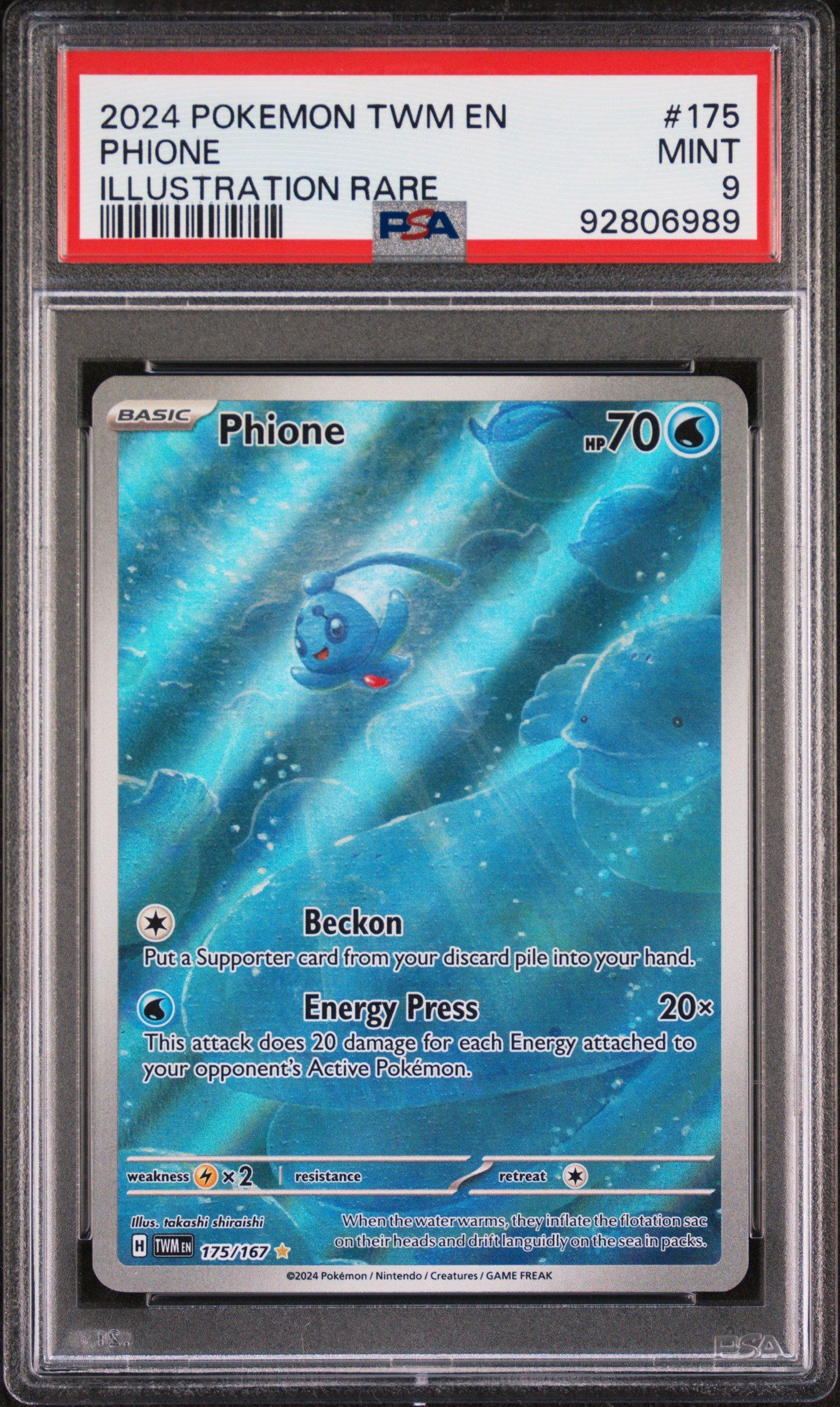 2024 Pokemon Twm En-twilight Masquerade 175 Phione Illustration Rare PSA