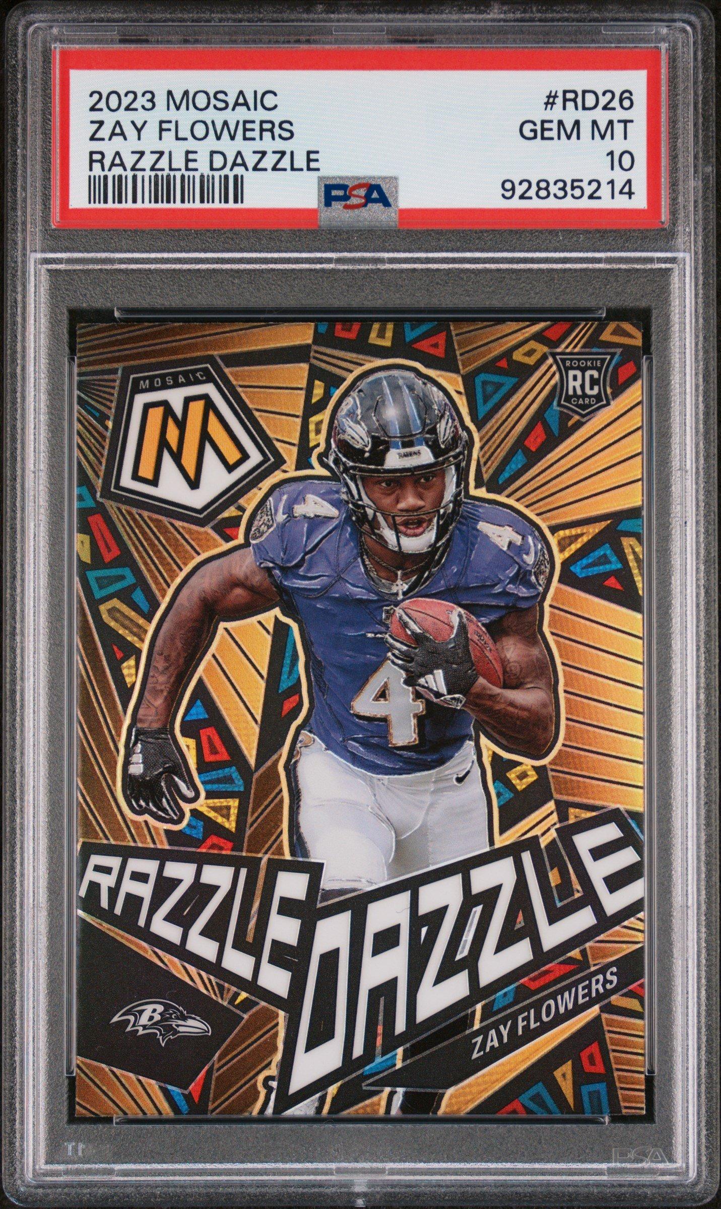 2023 Panini Mosaic Razzle Dazzle Rd26 Zay Flowers PSA 10
