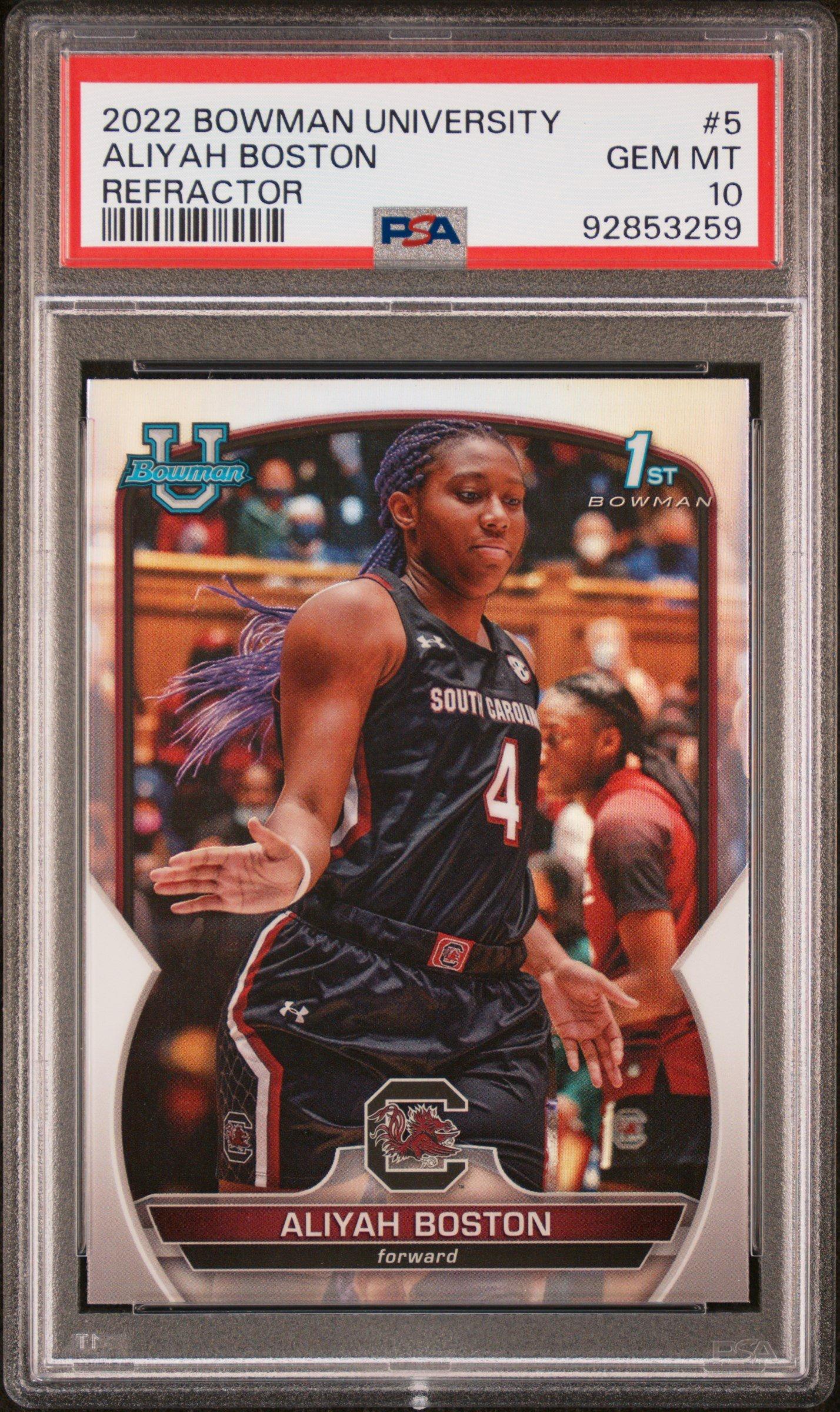2022 Bowman Chrome University 5 Aliyah Boston Refractor PSA 10