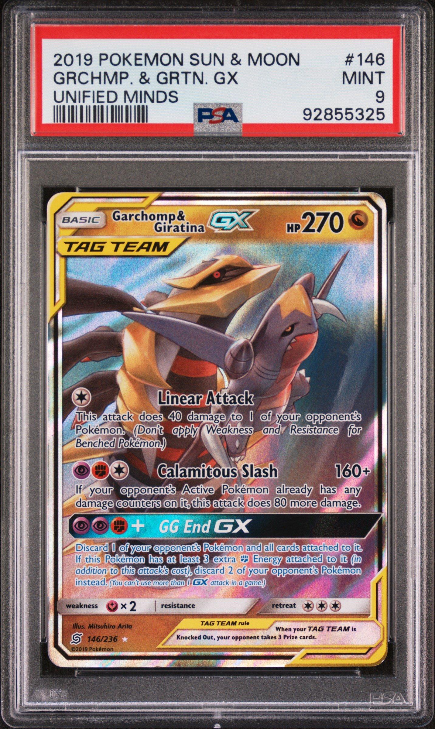 2019 Pokemon Sun & Moon Unified Minds 146 Garchomp & Giratina Gx PSA 9 ...
