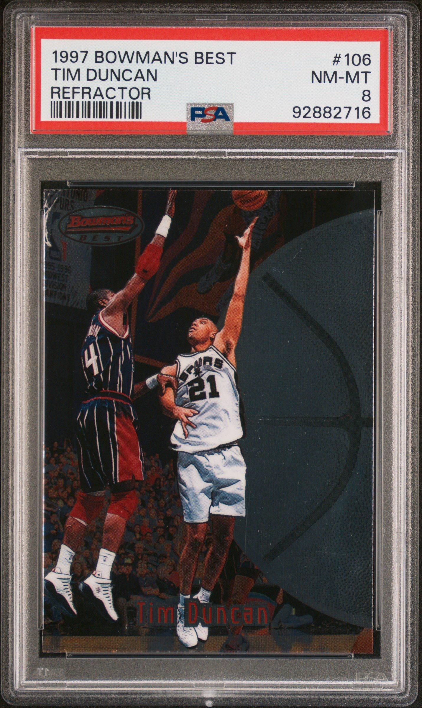 1997 Bowman's Best 106 Tim Duncan Refractor PSA 8