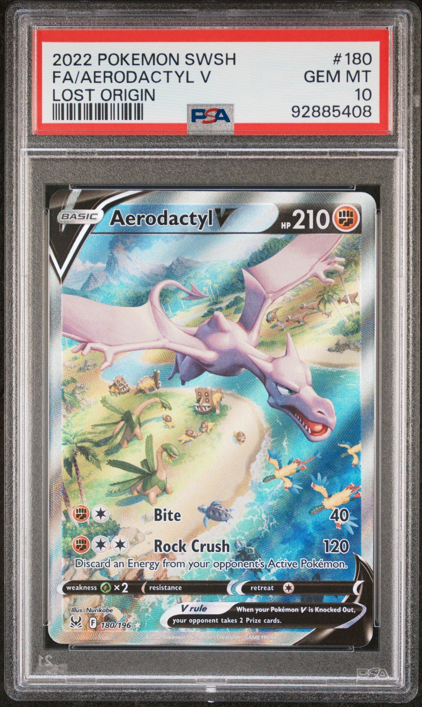 2022 Pokemon Sword & Shield Lost Origin 180 Fa/aerodactyl V PSA 10