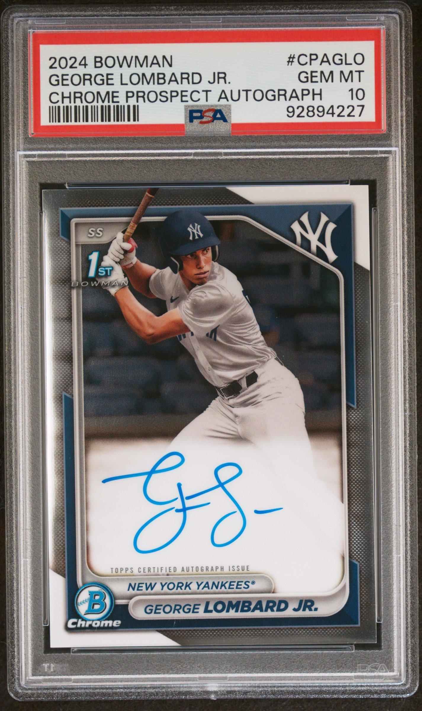 2024 Bowman Chrome Prospect Autographs Cpaglo George Lombard Jr. PSA 10