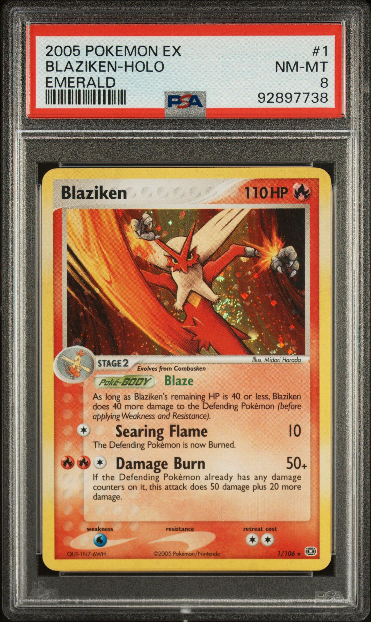 2005 Pokemon Ex Emerald 1 Blaziken-holo PSA 8
