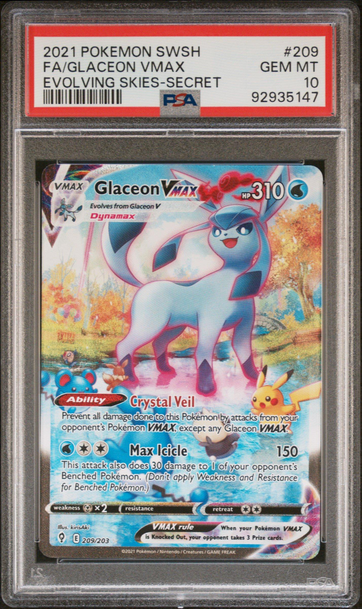 PSA10 グレイシアVMAX glaceon 2021 HR 50 2021 Pokemon Sword & Shield Evolving Skies 209 Full Art/glaceon