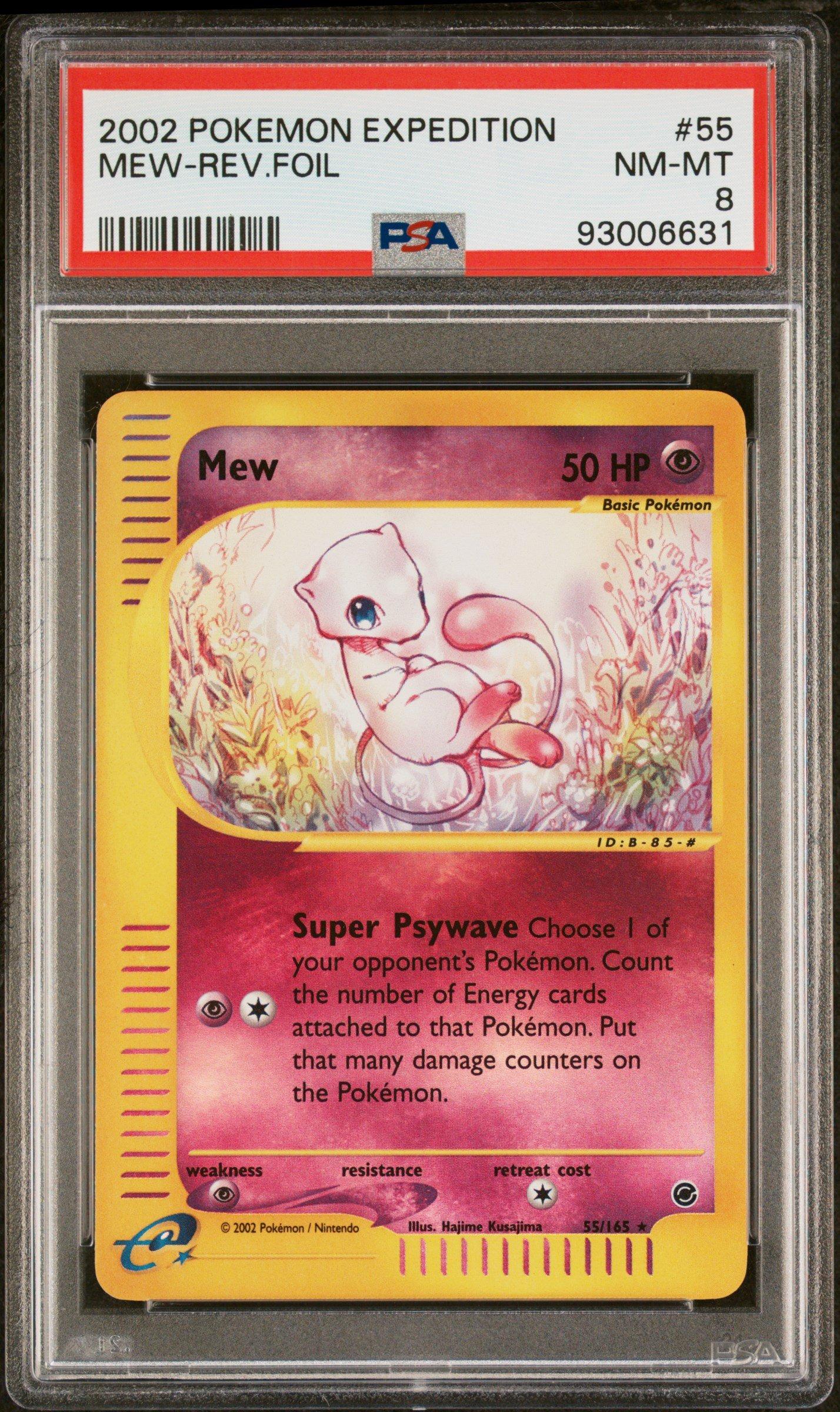 2002 Pokemon Expedition 55 Mew-reverse Foil PSA 8 Graded Card