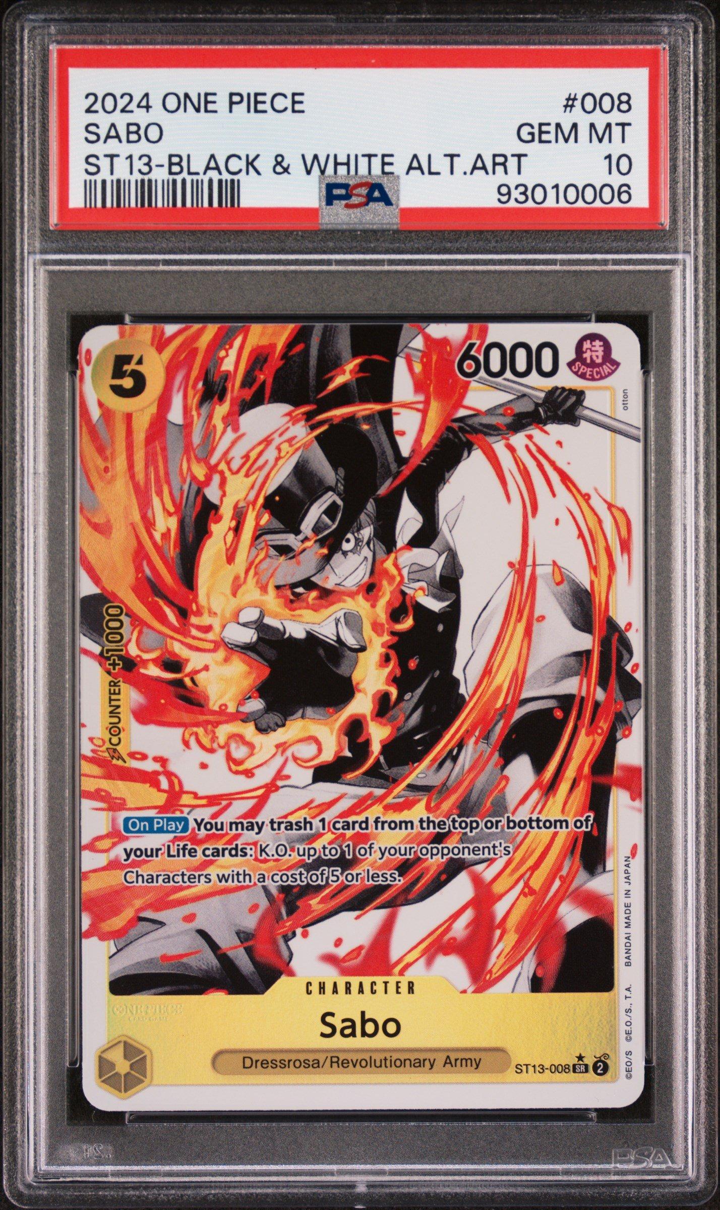 2024 One Piece Ultra Deck-the Three Brothers Sabo Black & White Alternate Art PSA 10