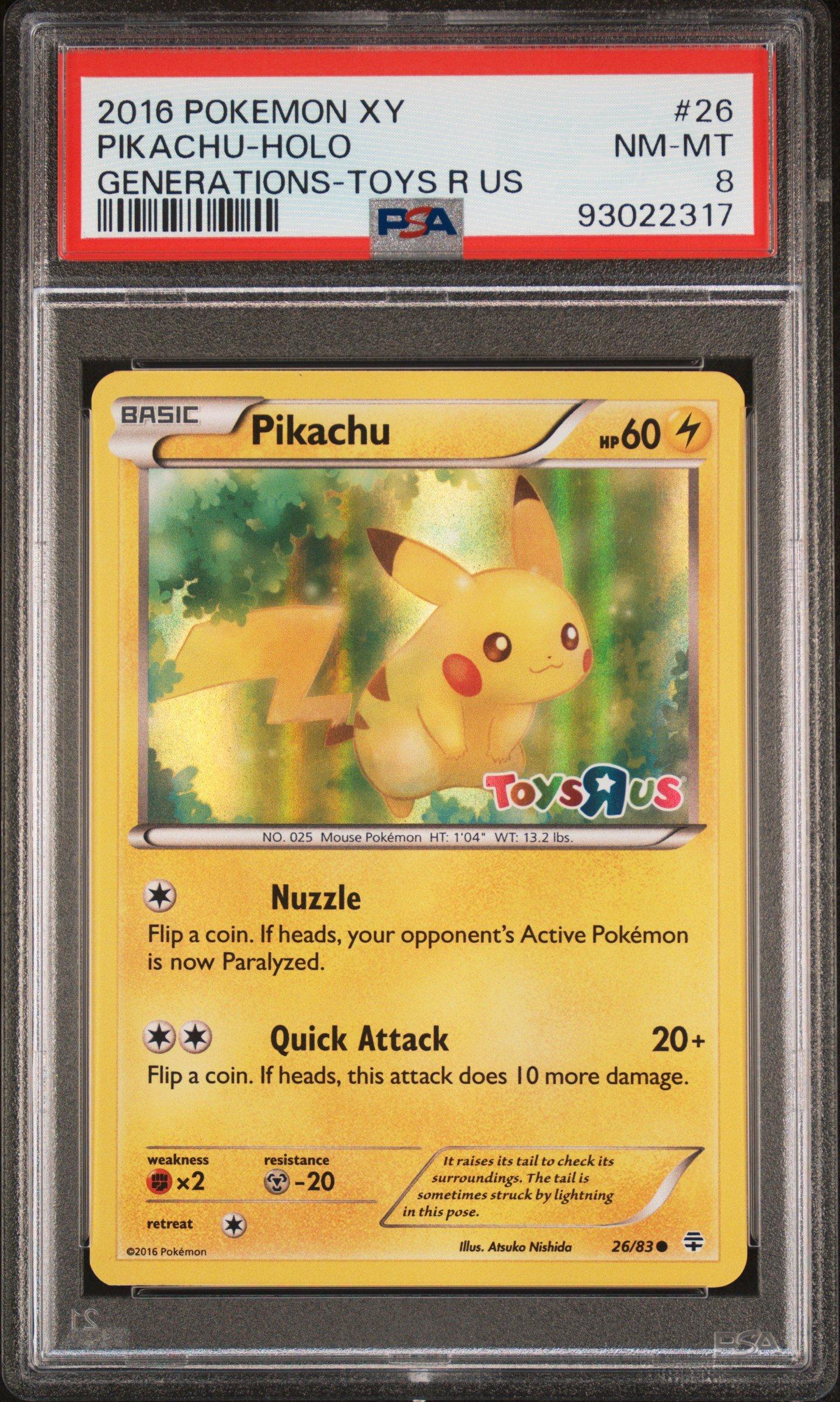 2016 Pokemon Xy Generations 26 Pikachu-holo Toys R Us PSA 8 Graded