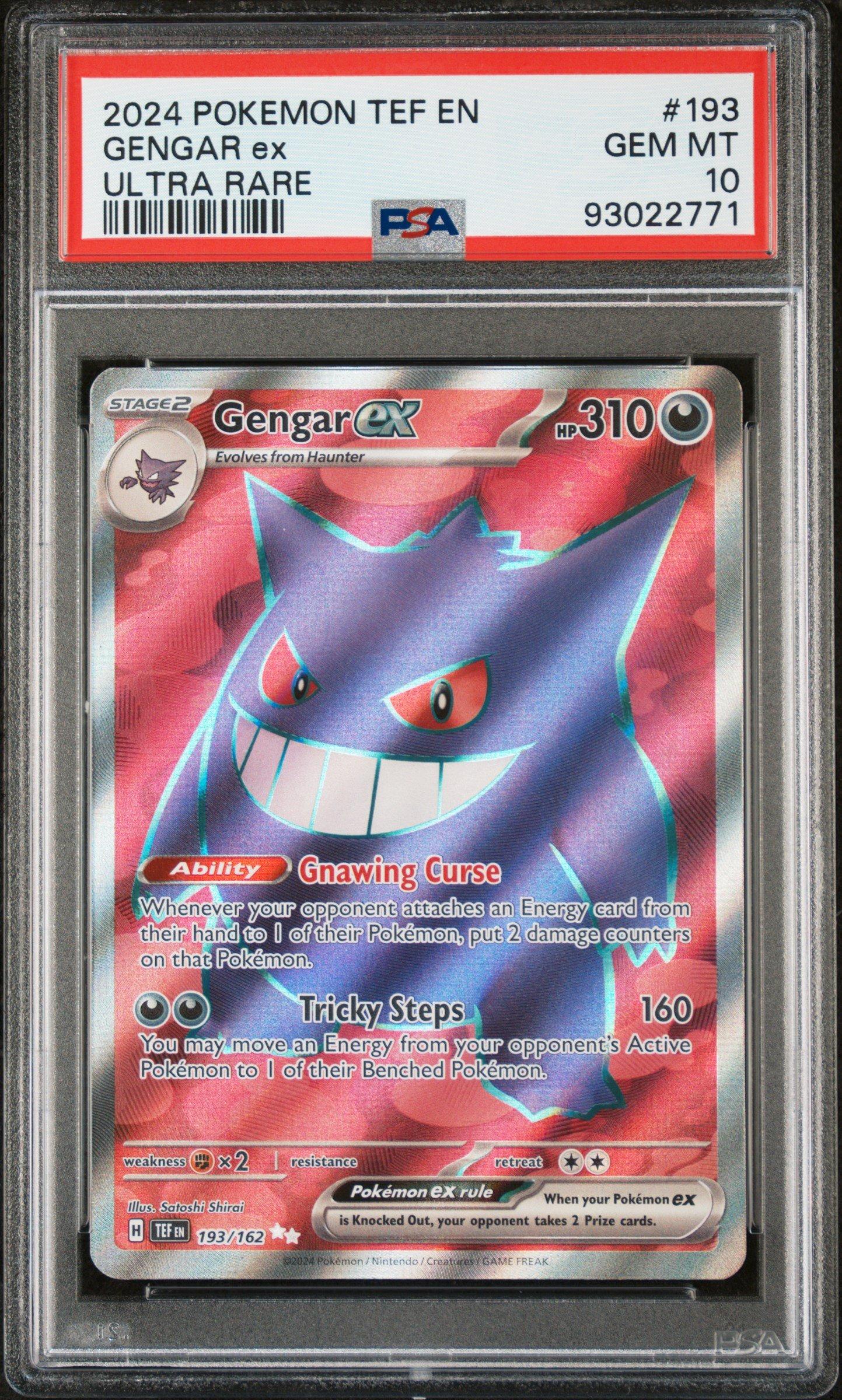 2024 Pokemon Tef En-temporal Forces 193 Gengar Ex Ultra Rare PSA